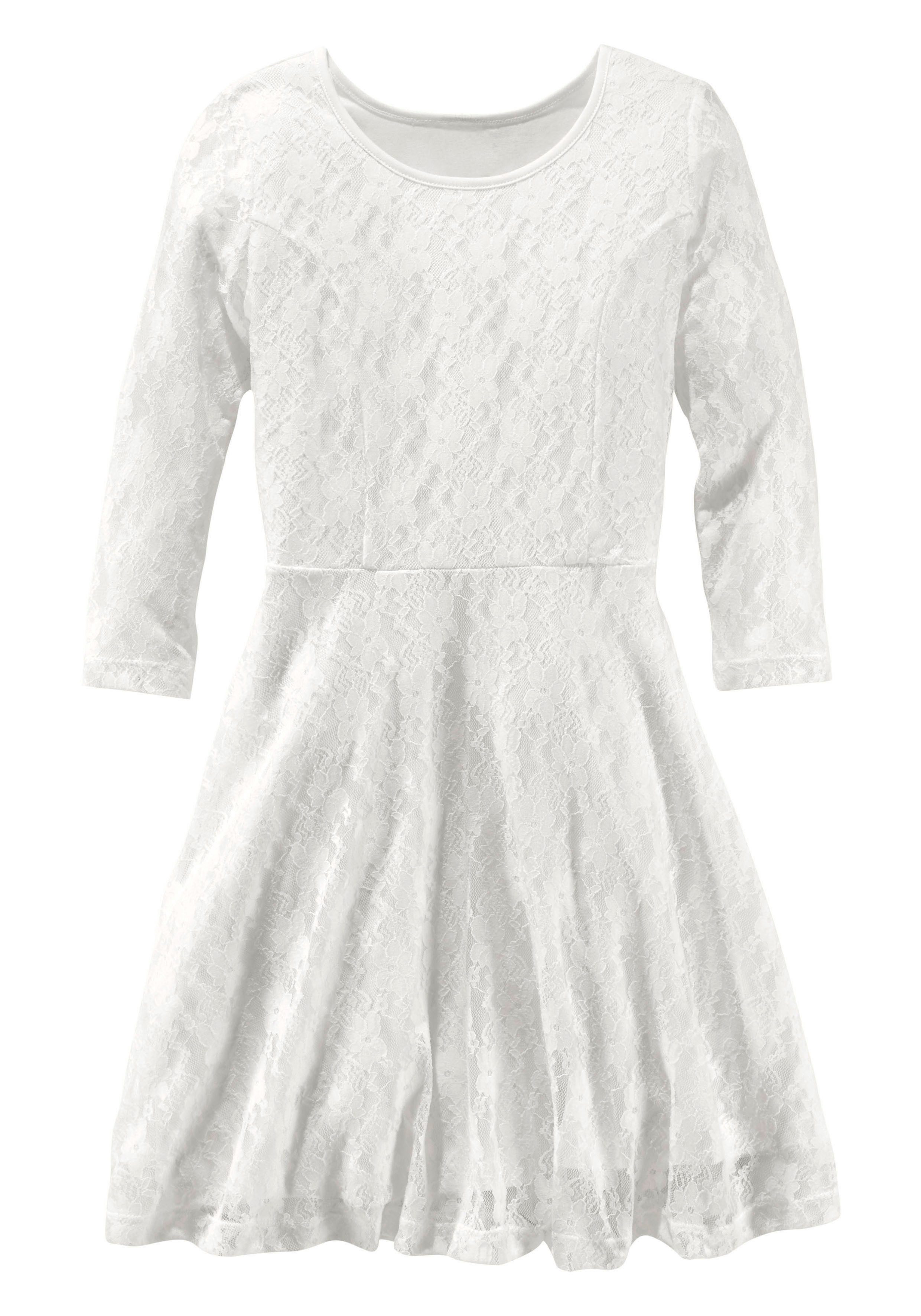 KIDSWORLD Jerseykleid - Spitzenkleid festliche Anlässe, knielang, aus Spitze und Jersey, 3/4-Ärmel