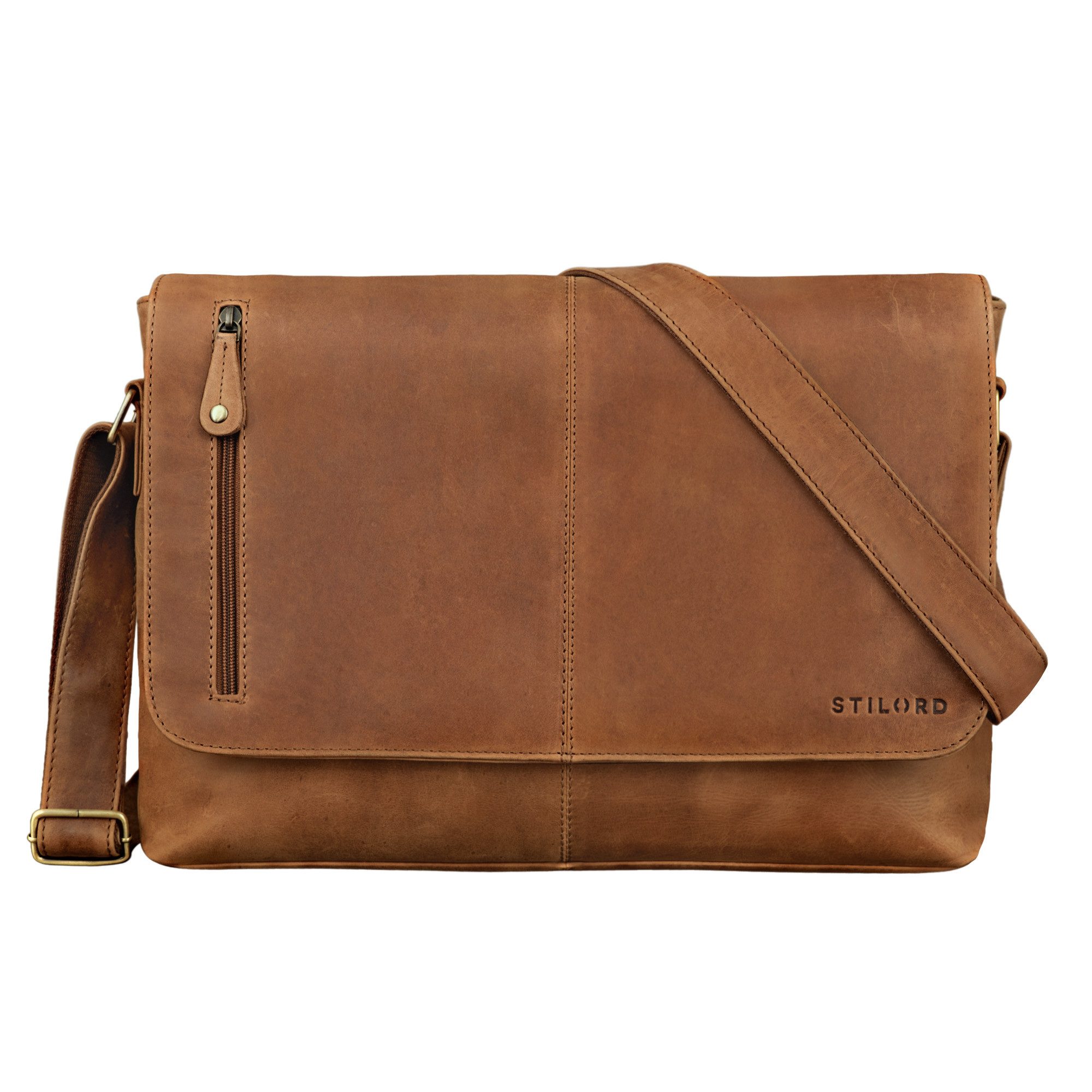 Schultertasche "Hamilton" 15 Zoll Messenger Bag Leder