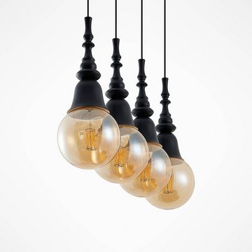 Lucande Hängeleuchte Gesja, dimmbar, Leuchtmittel nicht inklusive, Modern, Eisen, Schwarz, 4 flammig, E27, Deckenlampe, Esstischlampe