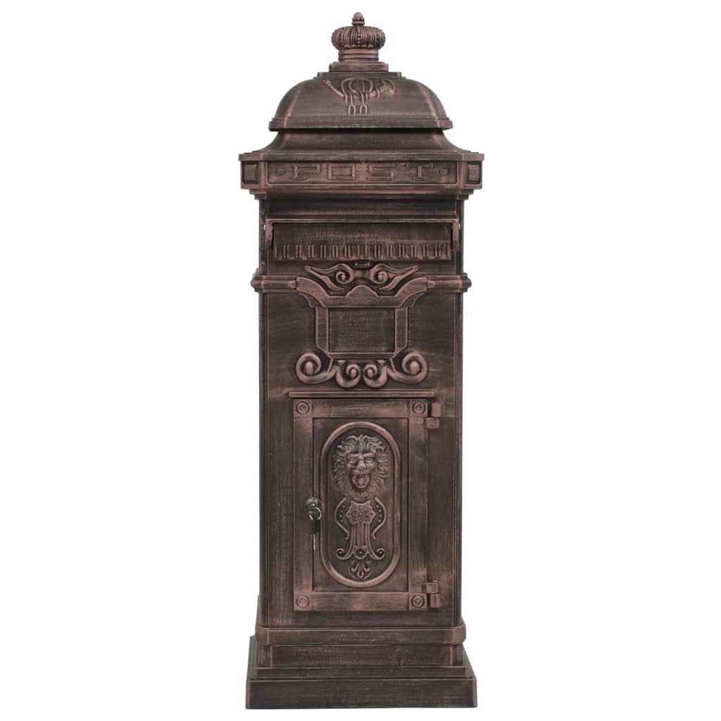 vidaXL Briefkasten Bronzefarben Rostfrei Vintage-Stil Säulenbriefkasten Aluminium Bronze
