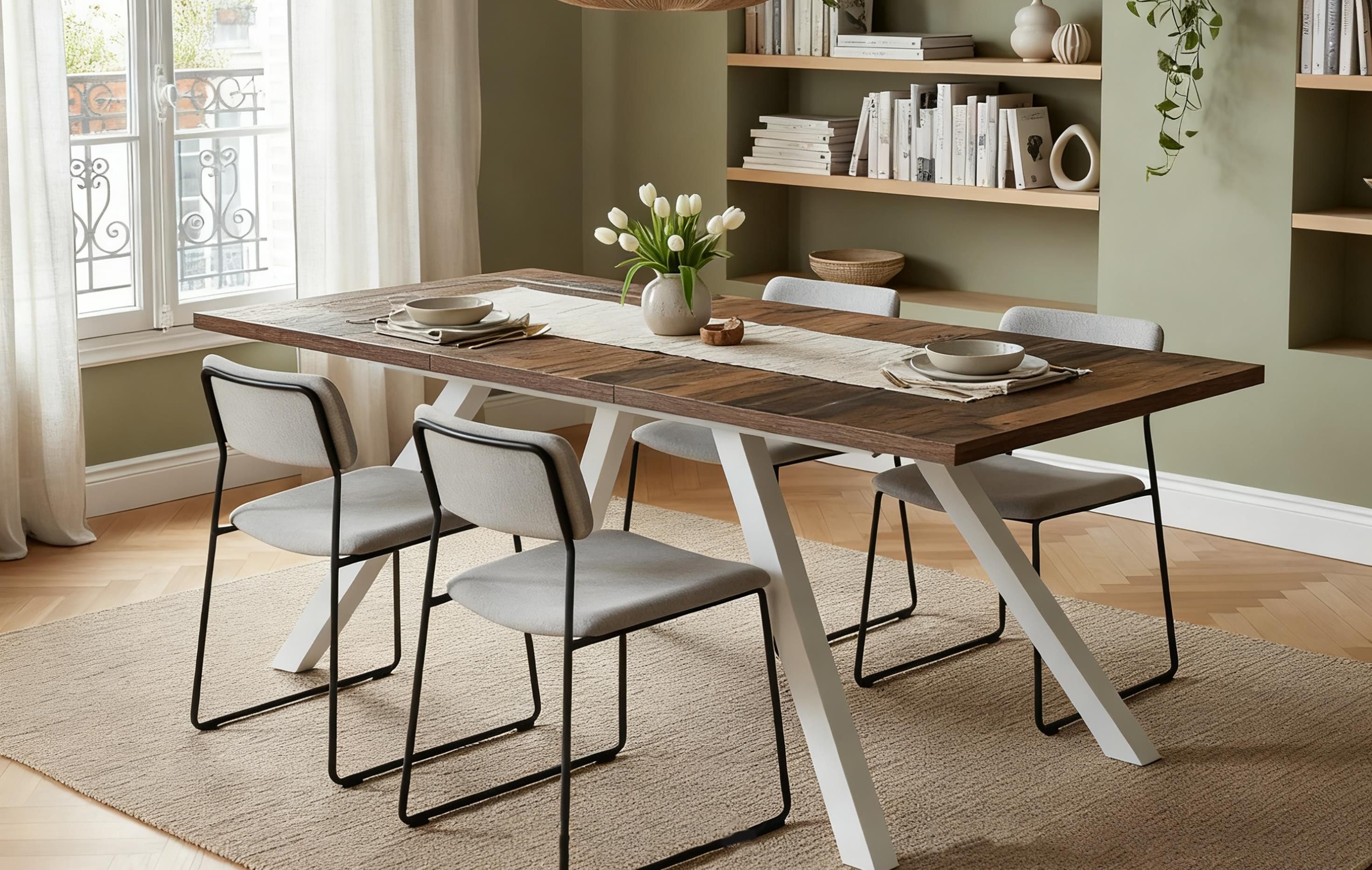 B&D home Esstisch LARS, Metallgestell schwarz oder weiß, ausziehbar 120-160 günstig online kaufen