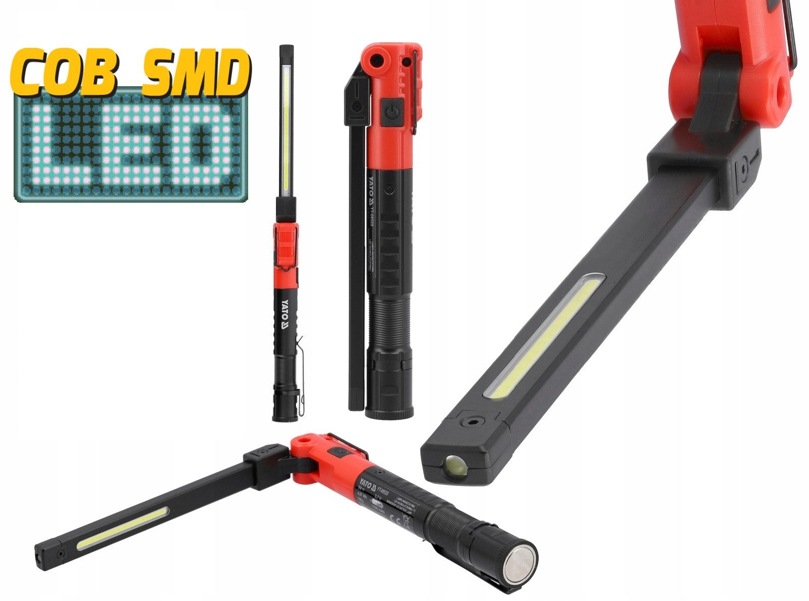 Yato LED Arbeitsleuchte Akku Arbeitsleuchte 3,7V, 350lm SLIM magnetisch, Werkstattlampe, neutralweiß