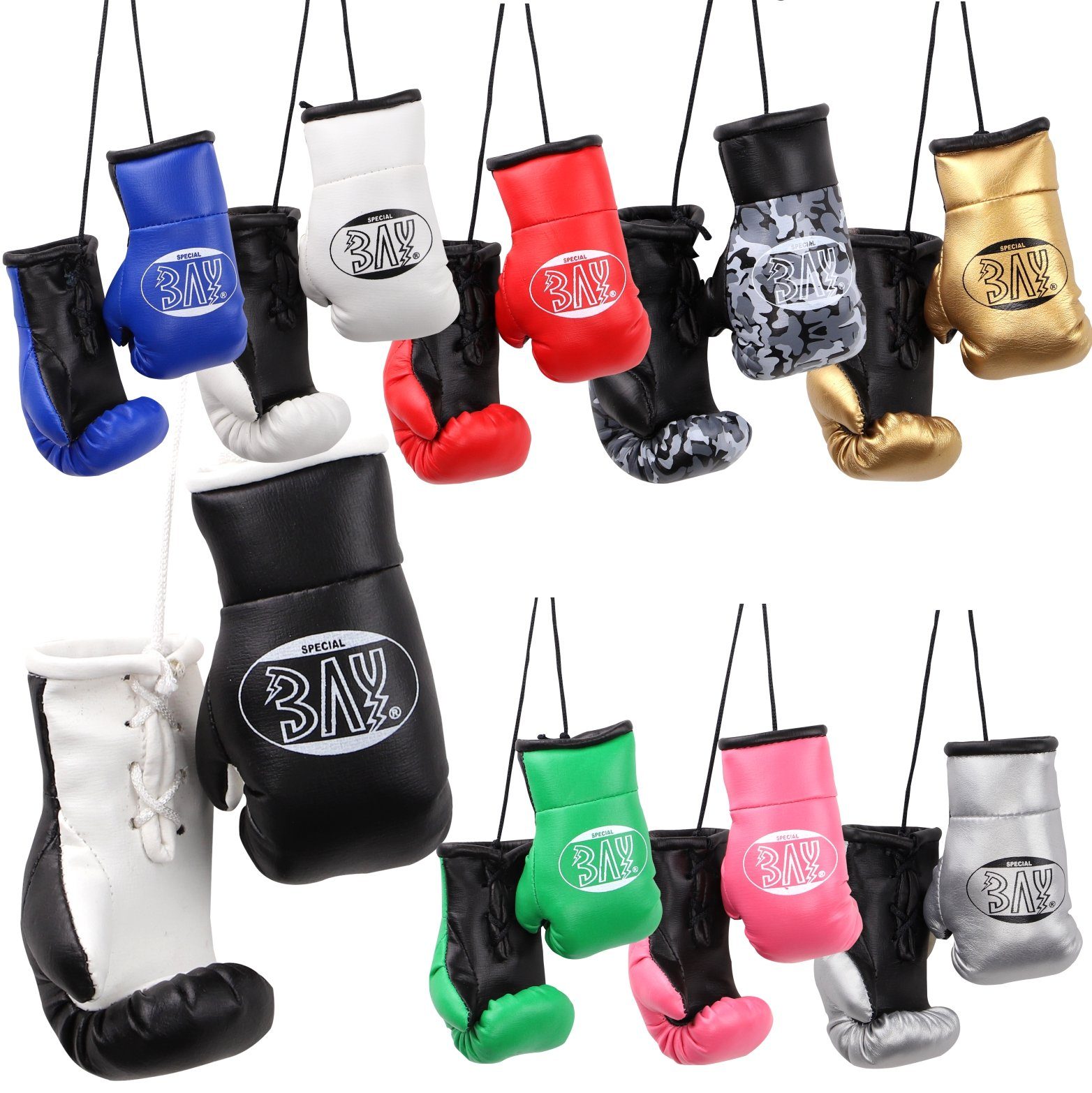 BAY-Sports Boxhandschuhe Mini Deko Box-Handschuhe für Boxen Tasche, Paar Autospiegel Geschenk grün, usw. Auto Anhänger