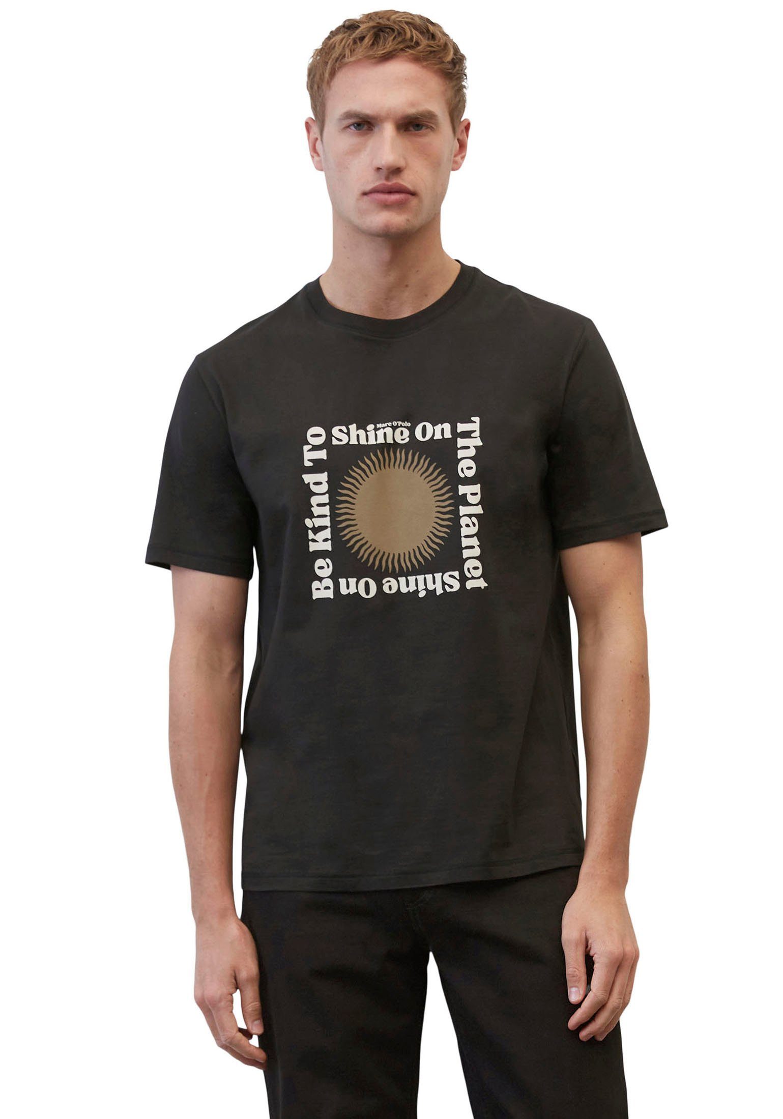 Marc O'Polo T-Shirt mit großem Print vorne schwarz