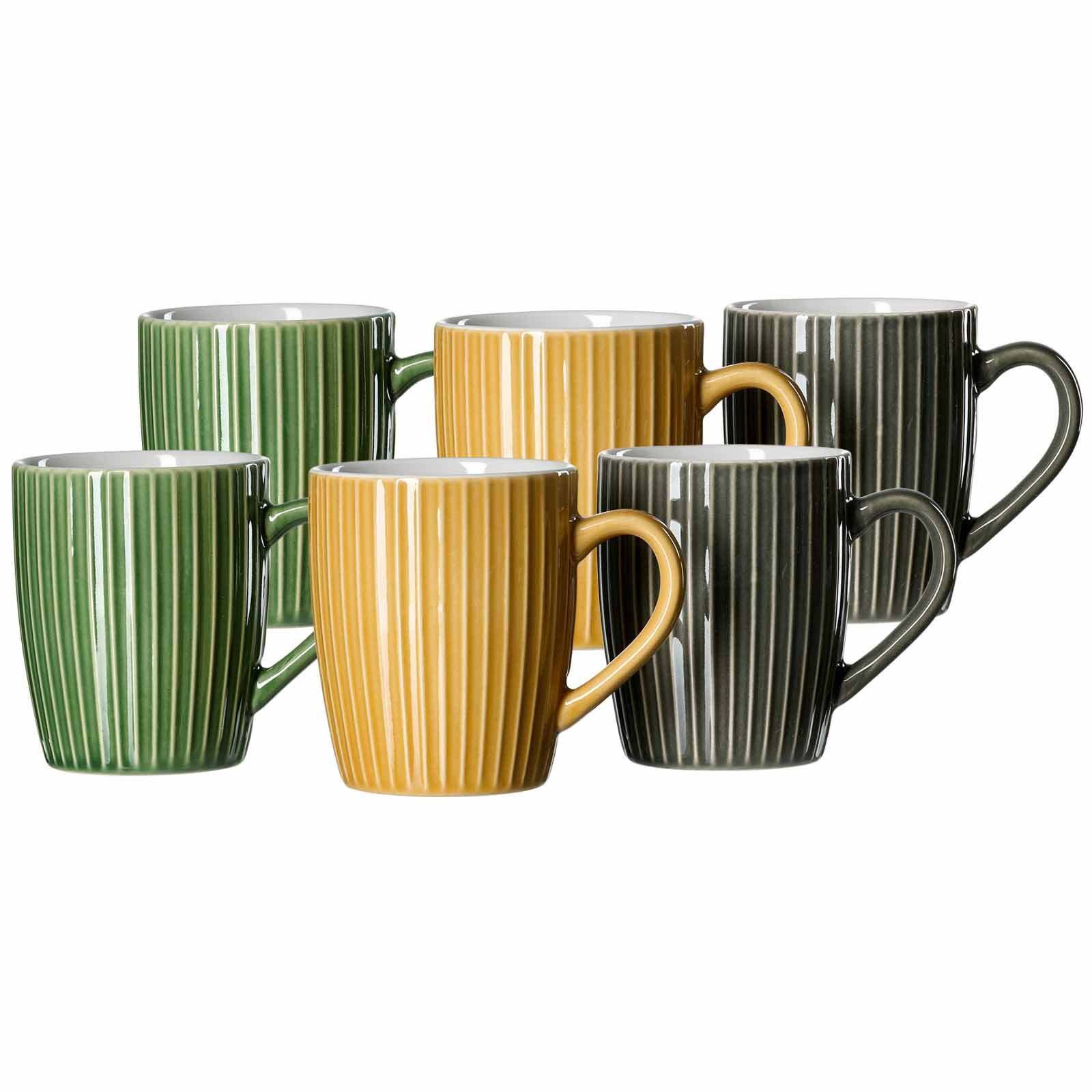 Ritzenhoff & Breker Becher Umea Henkelbecher 350 ml 6er Set, 6-tlg., Steingut, Trinkbecher