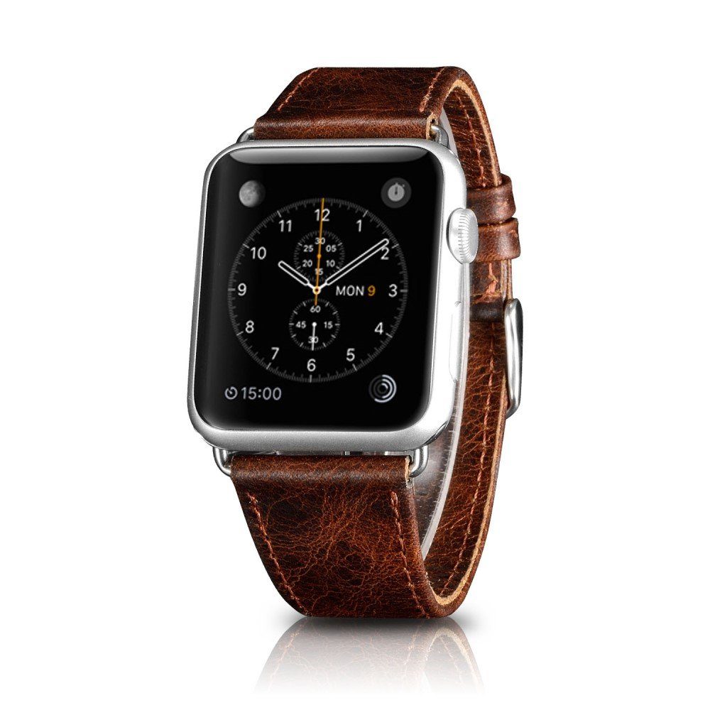 CoverKingz Smartwatch-Armband Leder Armband für Apple Watch 49/45/44/42mm Series Ultra/8/7/6/SE/5, Lederband Edelstahl Faltschließe Serie Ultra 2/Ultra/9/8/7/6/SE/5/4/3