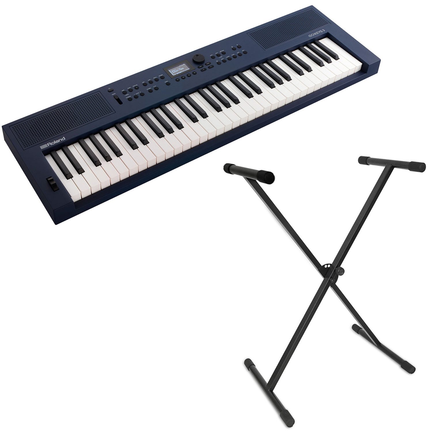 Entertainer-Keyboard Roland Keyboard GO:Keys 3 Midnight Blue mit Keyboardständer