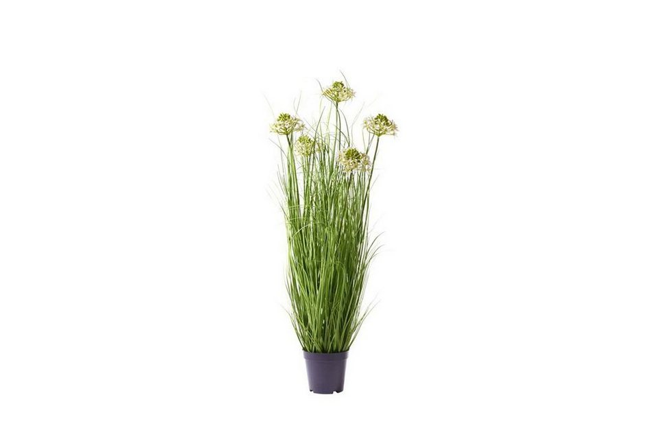 Kunstpflanze Gras im Topf mit Blüten, ca. 65 cm, Höhe 65 cm