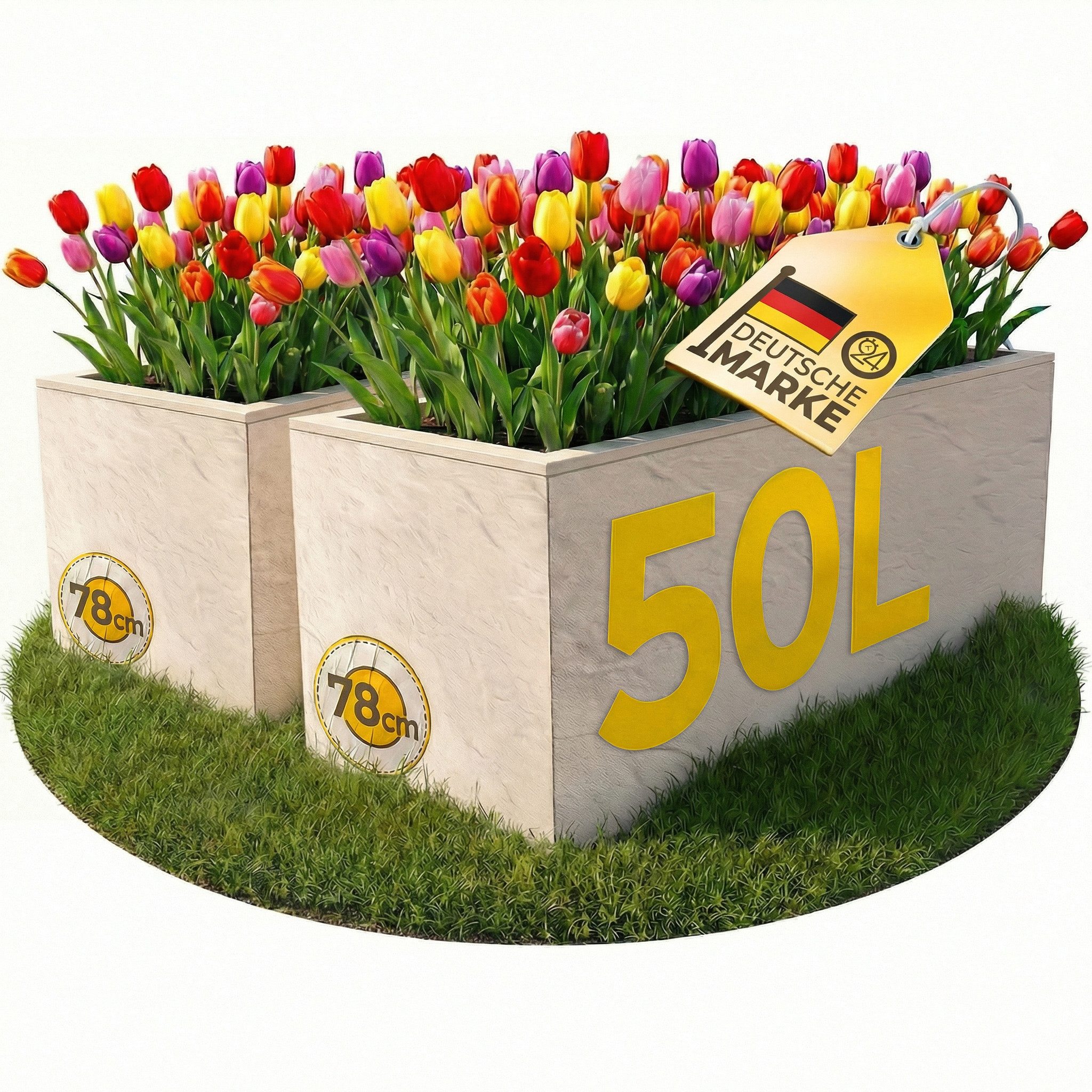 ONDIS24 Pflanzkübel Ondis24 Blumenkübel Vulkano, 50L Blumenkasten (2 St), mit cleverem Wasserspeicher am Boden