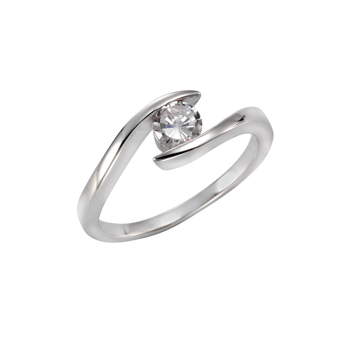 Fingerring 925 Silber rhodiniert Zirkonia weiß