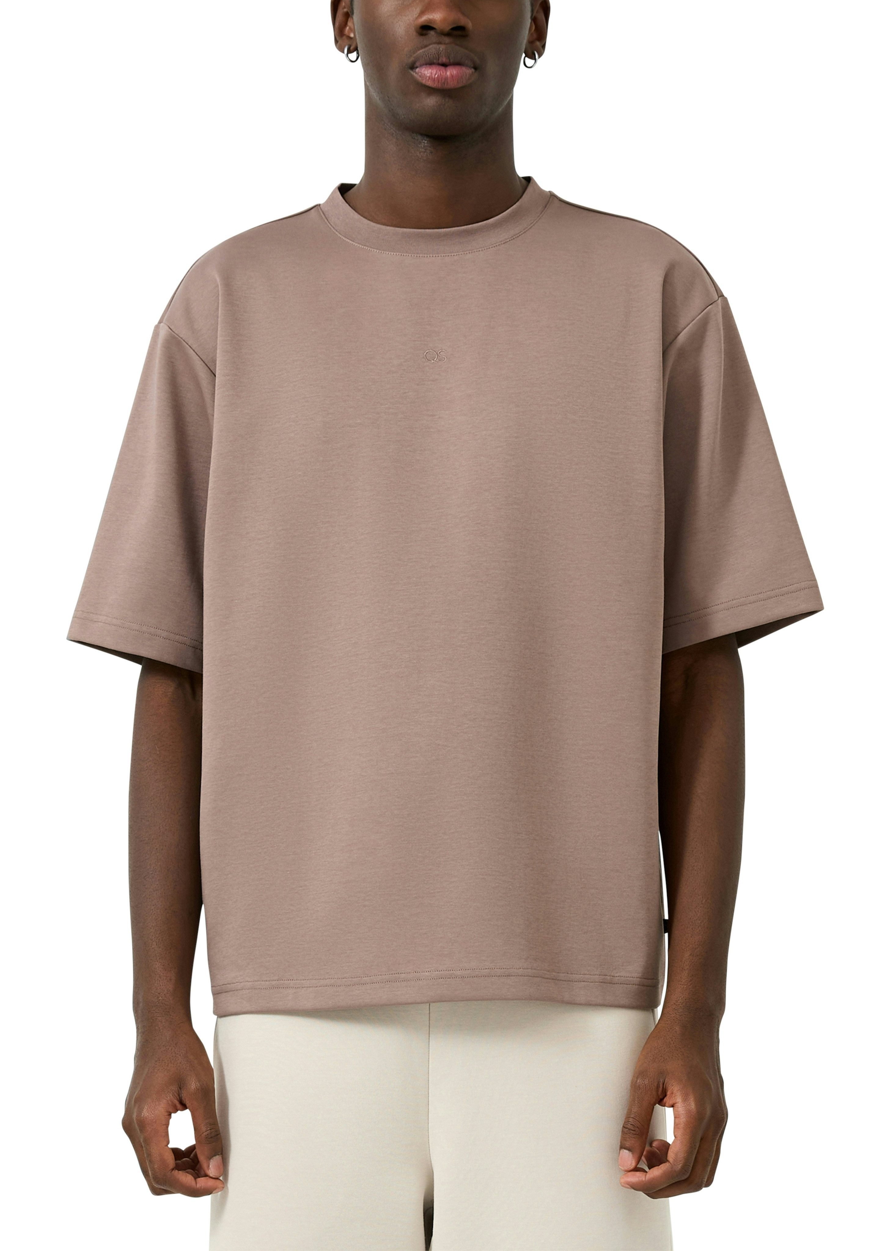 QS Kurzarmshirt mit kleiner Logo-Stickerei