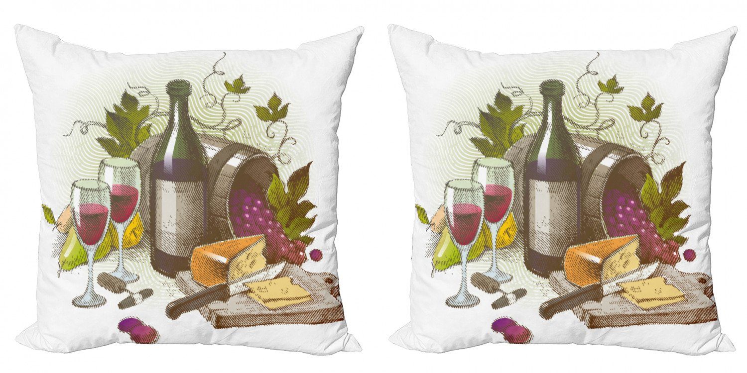 Kissenbezüge Modern Accent und Doppelseitiger Abakuhaus (2 Käse Stück), Wein Digitaldruck, Weinlese-Wein