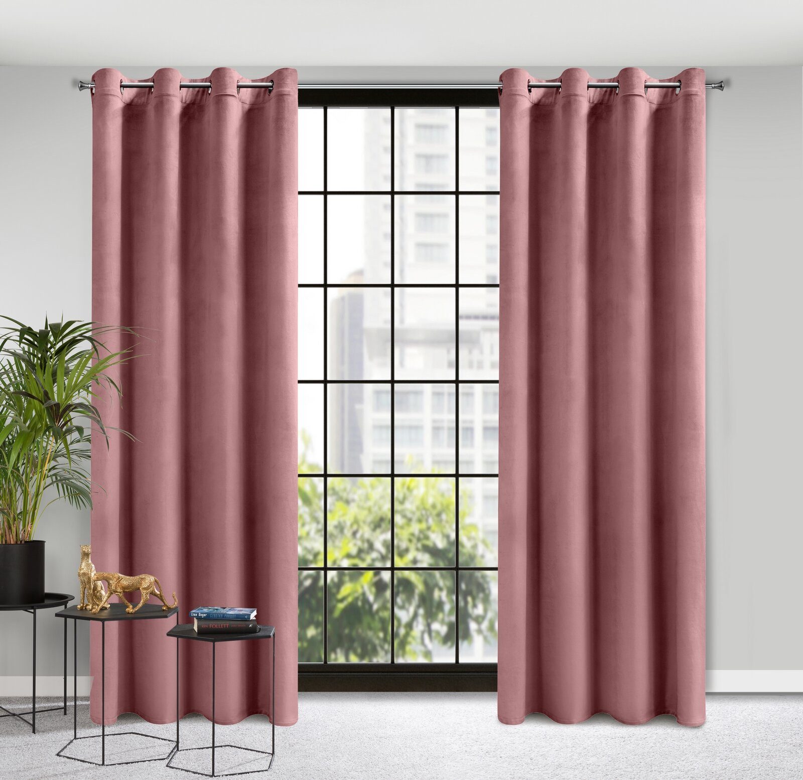 Design91 Vorhang Samtvorhänge 140x250 cm (1 St), Ösen, blickdicht, Samt, Wohnzimmer