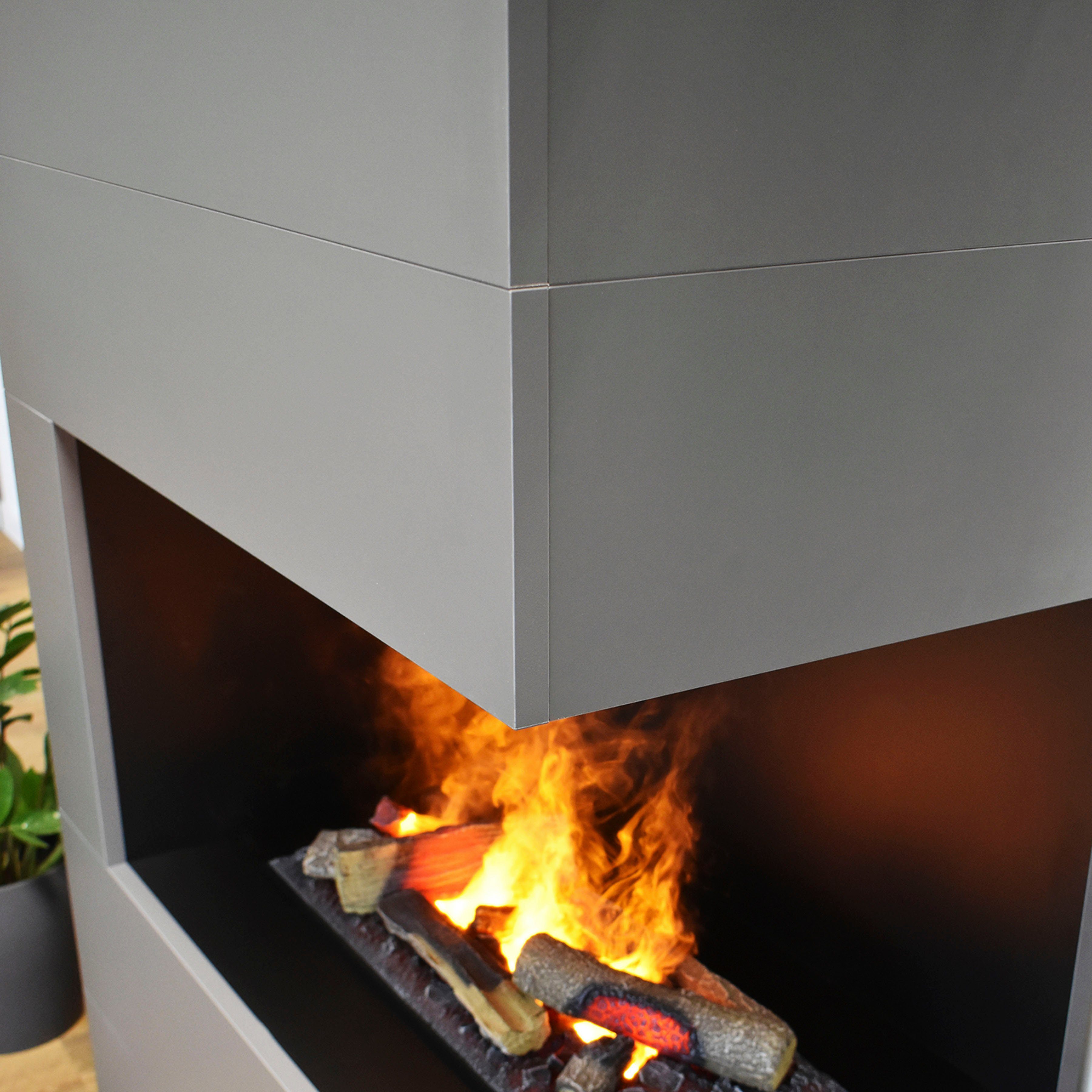 GLOW FIRE Feuer Elektrokamin grau »Tucholsky, mit Wasserdampfkamin Knistereffekt offen«, rechts 3D integriertem mit