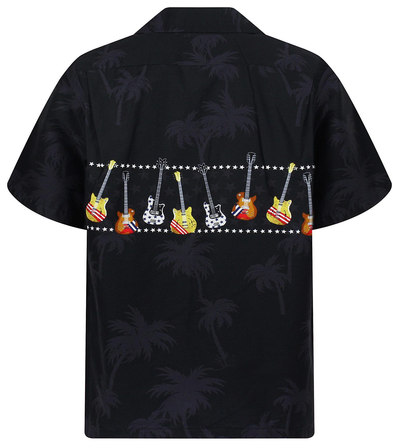 Pacific Legend Hawaiihemd "E-Gitarre Brustdruck" Herren Kurzarm Kokosknöpfe Original Hawaii – Bild 2 von 5