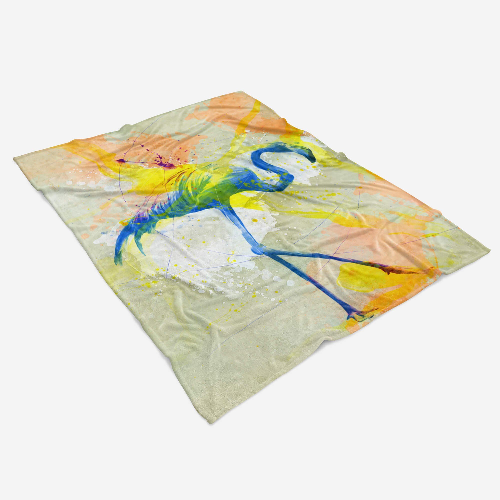 Kunstvoll Sinus Serie Handtücher Tier Art Baumwolle-Polyester-Mix Kuscheldecke Saunatuch I, Handtuch Handtuch Flamingo (1-St), SplashArt Strandhandtuch