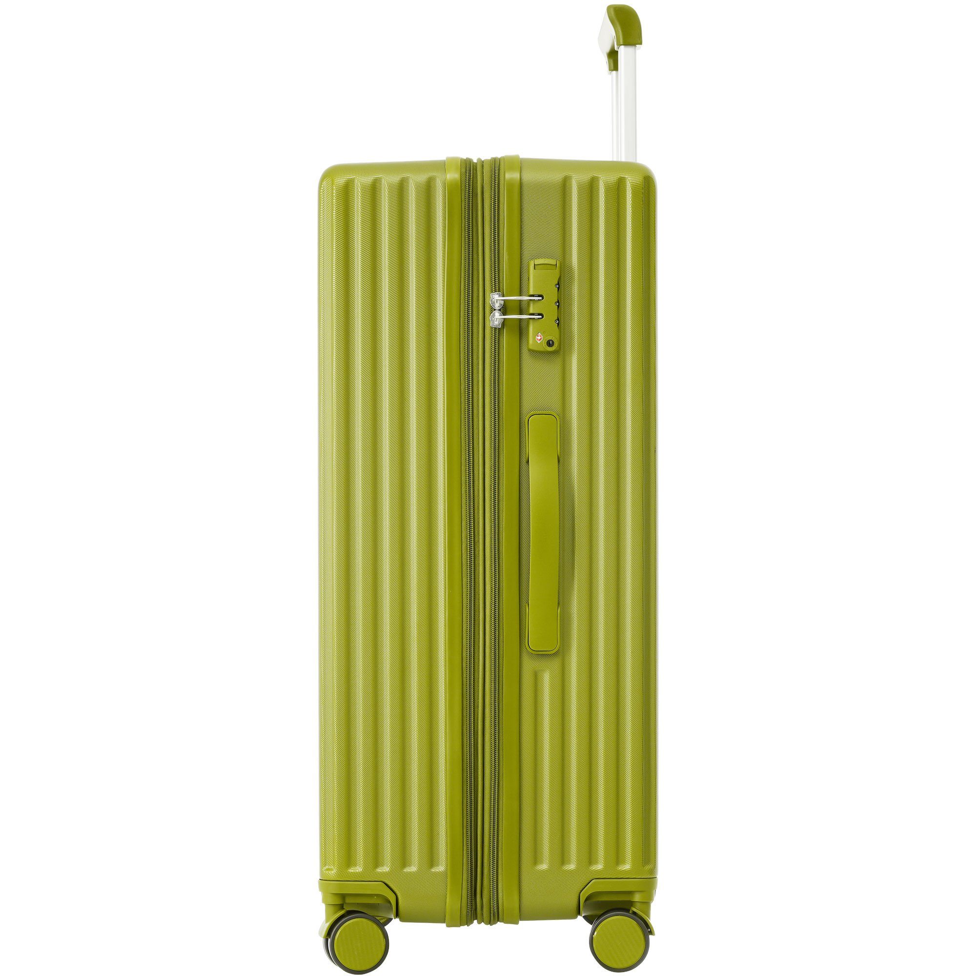 Kofferset Rollen, Ulife TSA tlg) ABS-Material, Zollschloss, Handgepäck Grün Trolleyset Reisekoffer (3 4