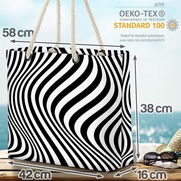 VOID Strandtasche (1-tlg), Halbton Wellen Beach Bag Wellen Halbton Duo Schwarz Weiß Streifen Duplex Modern