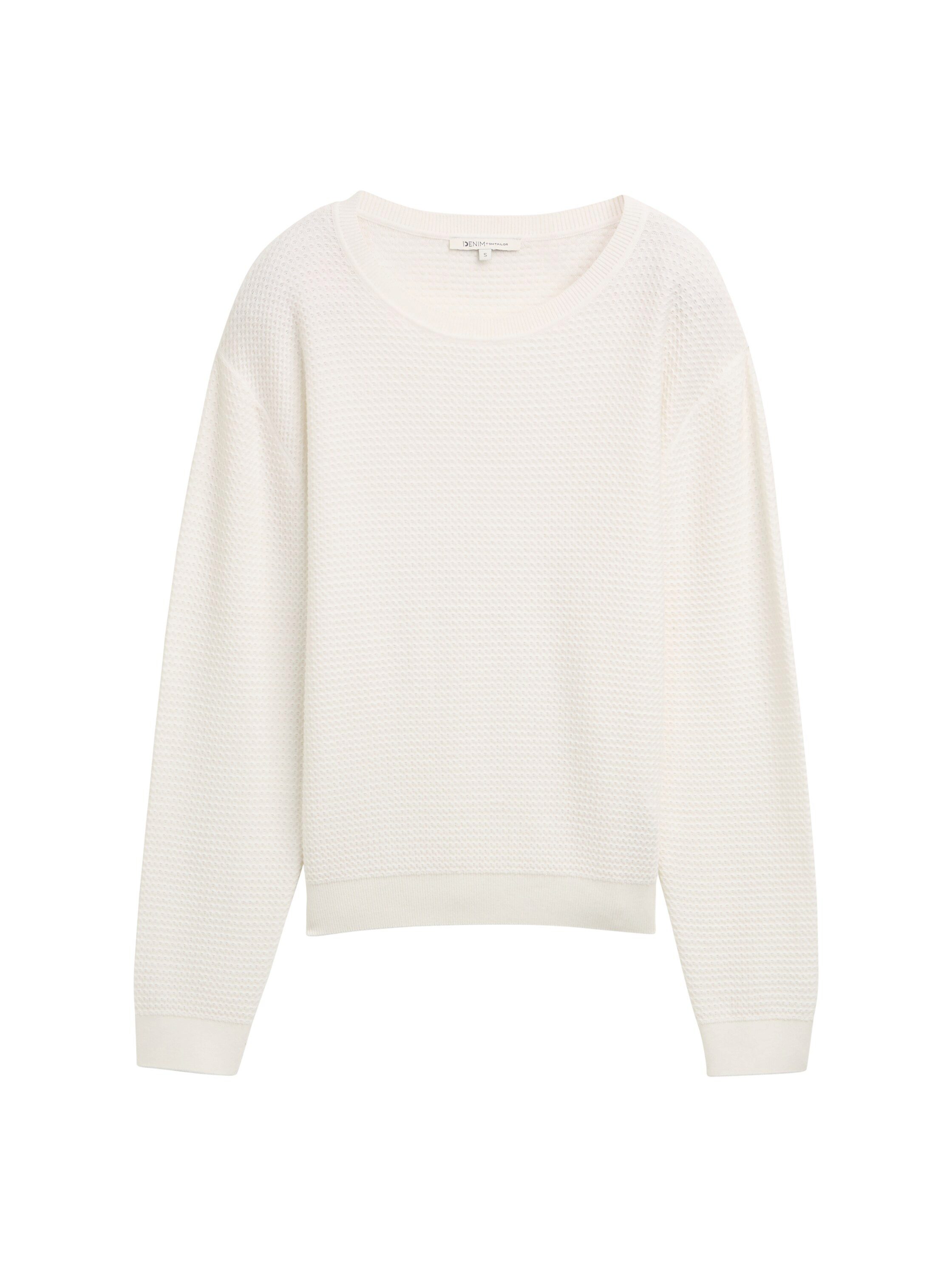 TOM TAILOR Denim V-Ausschnitt-Pullover mit Rippbündchen
