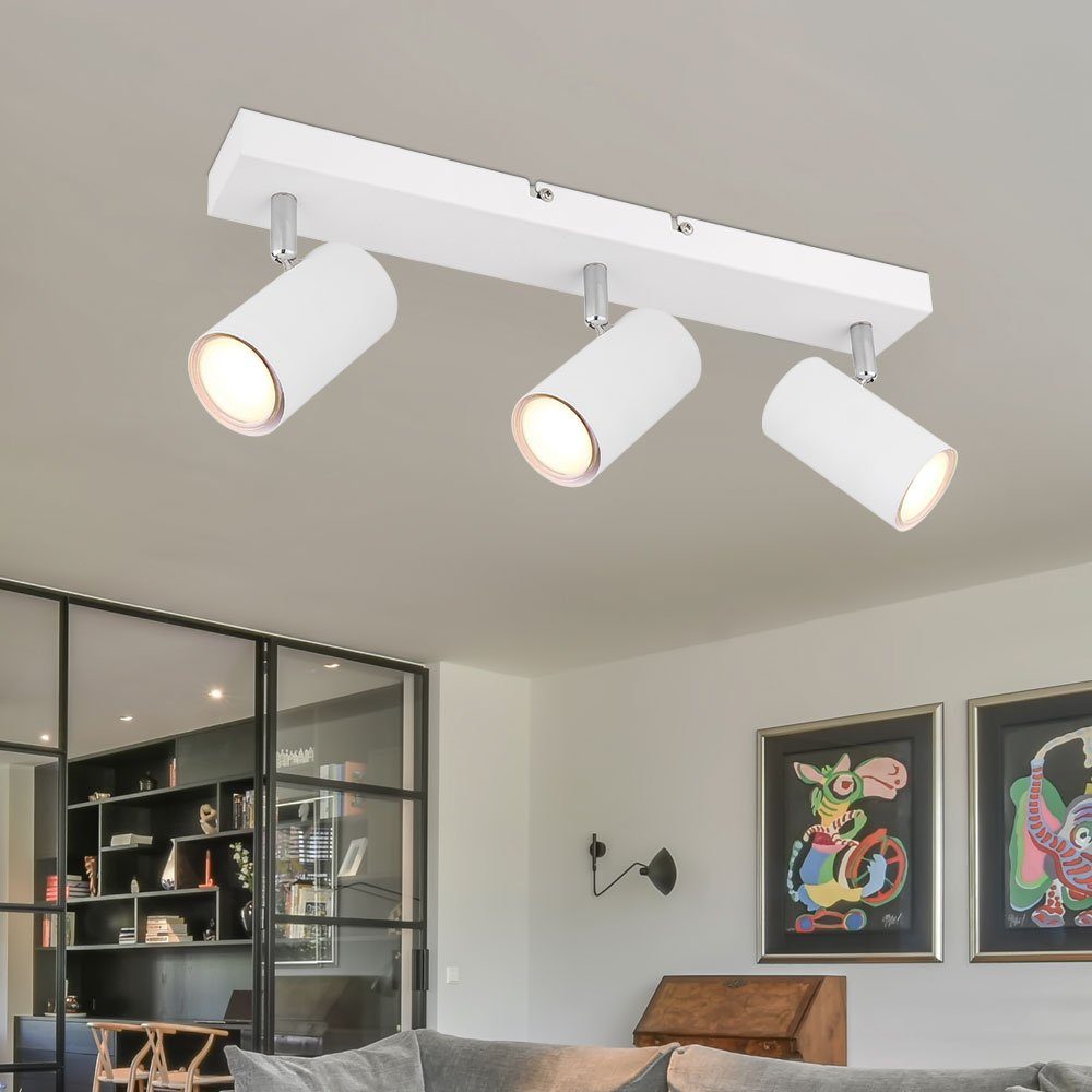 etc-shop LED Deckenleuchte, Leuchtmittel nicht inklusive, Deckenleuchte  schwenkbar Spotleiste Wohnzimmer 3 Flammig Deckenlampe