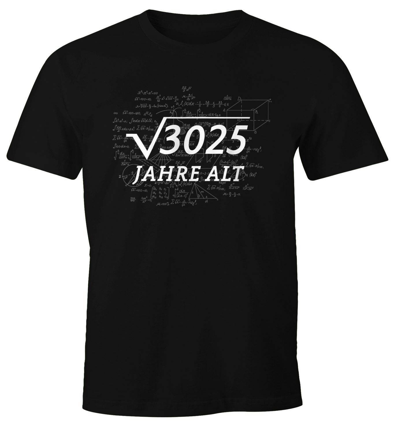 55 Geschenk Moonworks® schwarz Print T-Shirt Herren Print-Shirt Fun-Shirt Wurzel MoonWorks mit Geburtstag Mathe