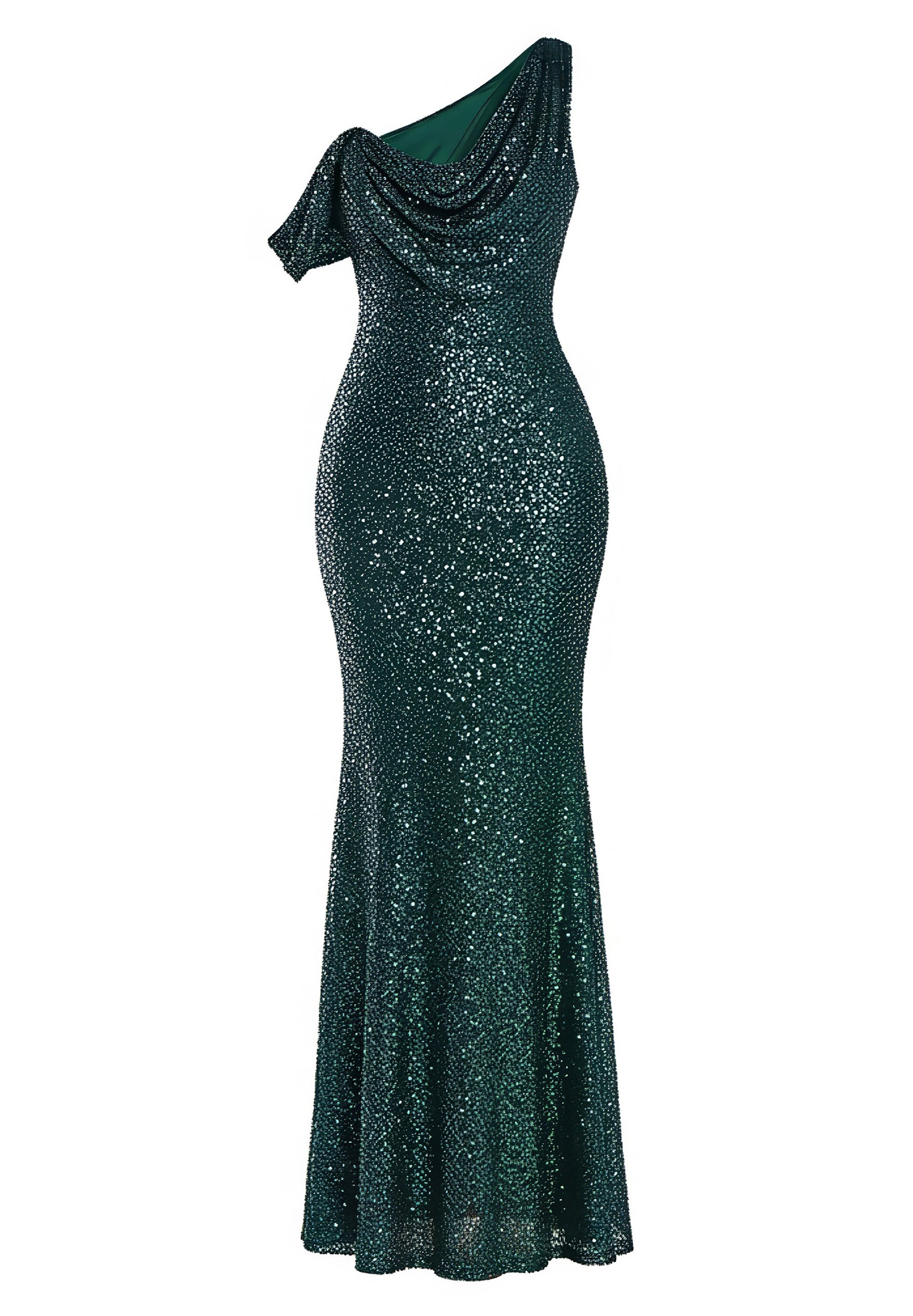 Goddiva Maxikleid Sequin Cowl One Shoulder Maxi Dress Langes Kleid