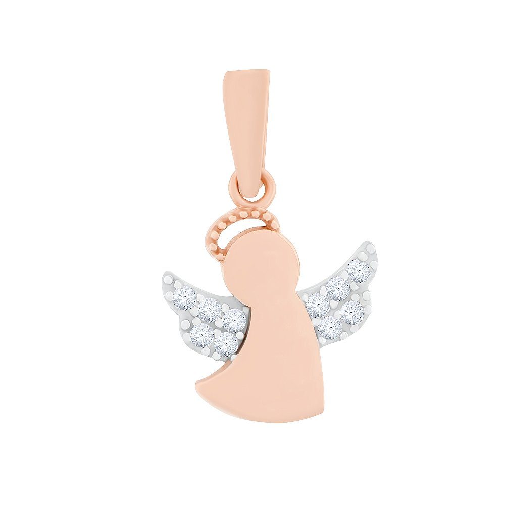 Golders Kettenanhänger Engel-Anhänger aus 585 Rotgold mit Zirkonia (Set, 1-tlg), 585 Rotgold Goldschmuck für Damen