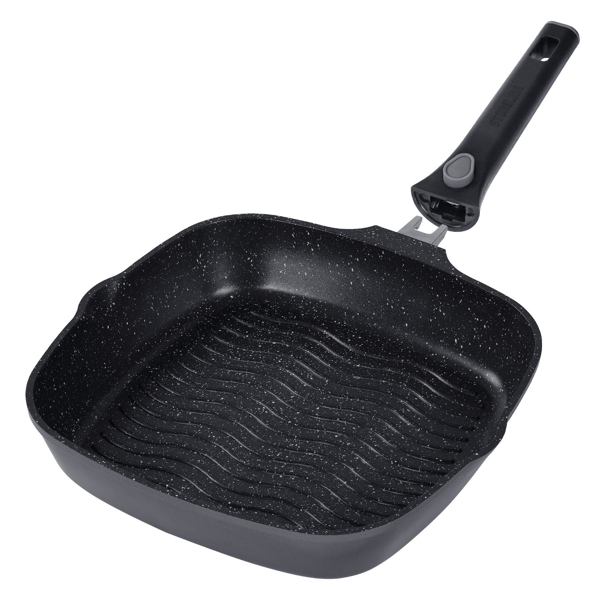 STONELINE Grillpfanne mit abnehmbarem Sicherheitsgriff mit echten Steinpartikeln, Aluminiumguss (1-tlg), mit echten Steinpartikeln, induktionsgeeignet, Designed in Germany