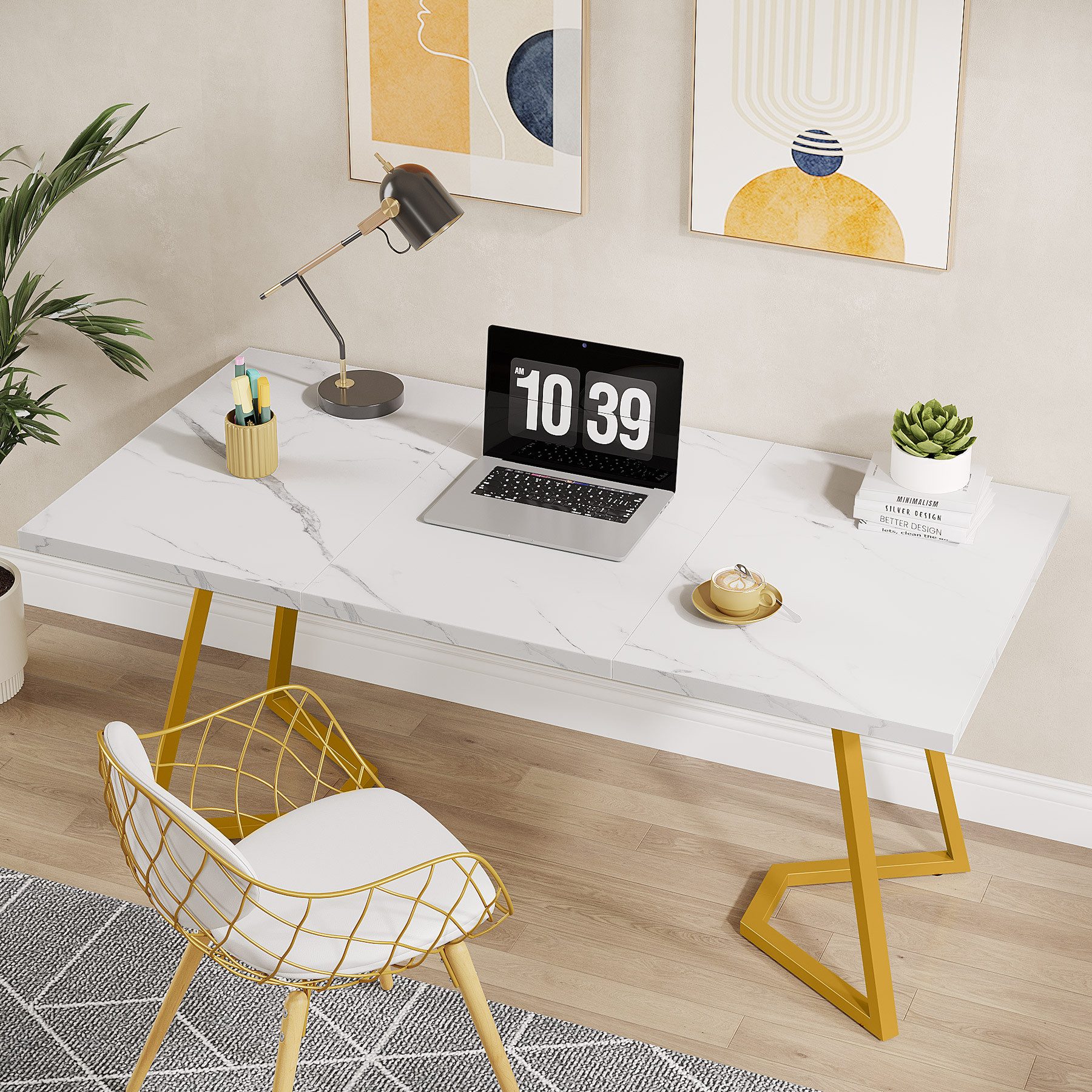 Tribesigns Arbeitstisch 140 x 80 cm Schreibtisch, Computertisch, PC Tisch Bürotisch für Büro (1 x Schreibtisch 1 x Zubehörpaket 1 x Anleitung), 140 cm