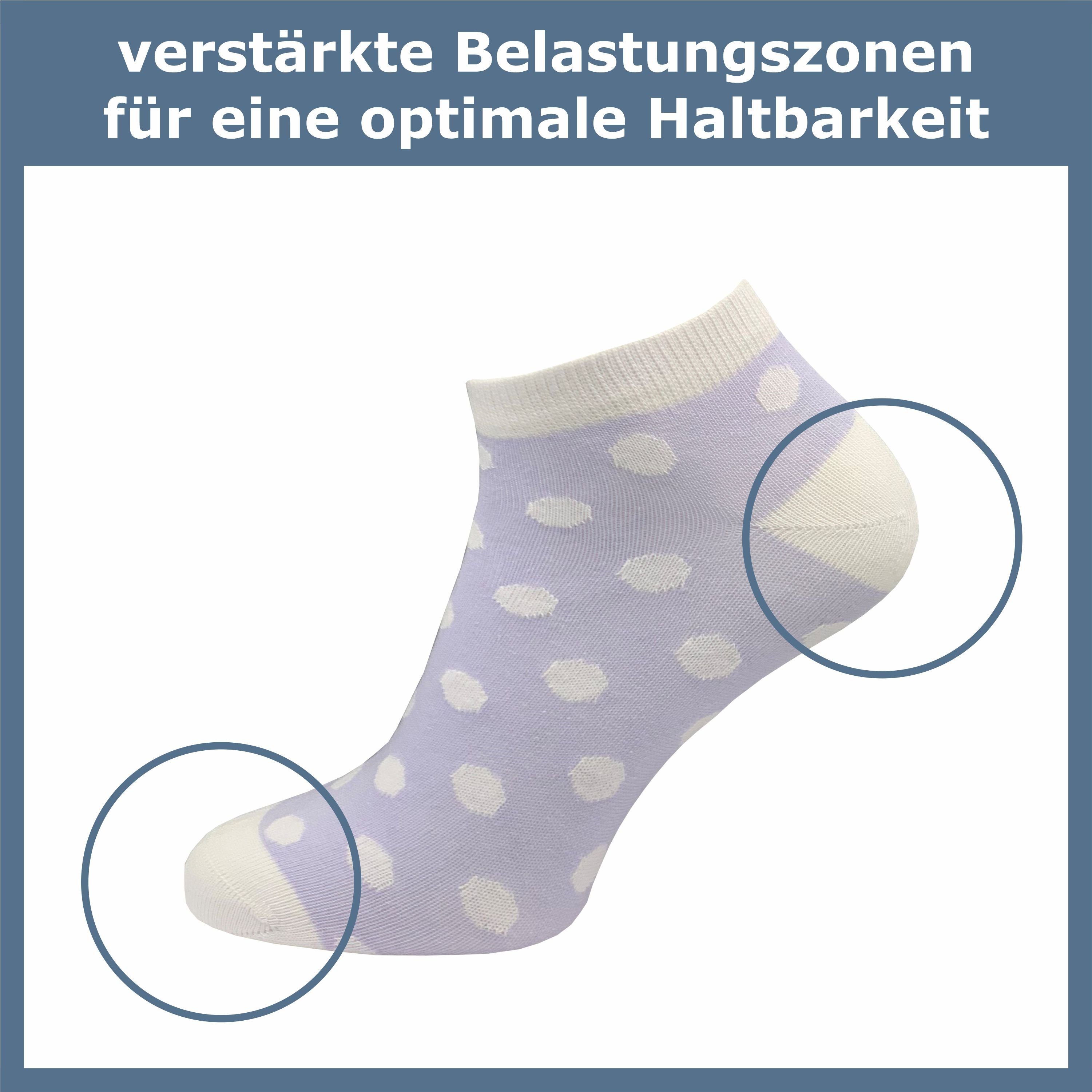 Farben Extra Kein weiches 3 Naht Sneakersocken schönen - (6 drückende & in dank Freizeit GAWILO für Material verrutschen - elastischem farbig Paar) - ohne Bündchen Alltag Damen