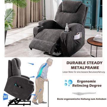 PHOEBE CAT TV-Sessel (Liegefunktion, Wärmefunktion und Vibrationsmassage), Fernsehsessel mit Aufstehhilfe, bis zu 130 kg belastbar