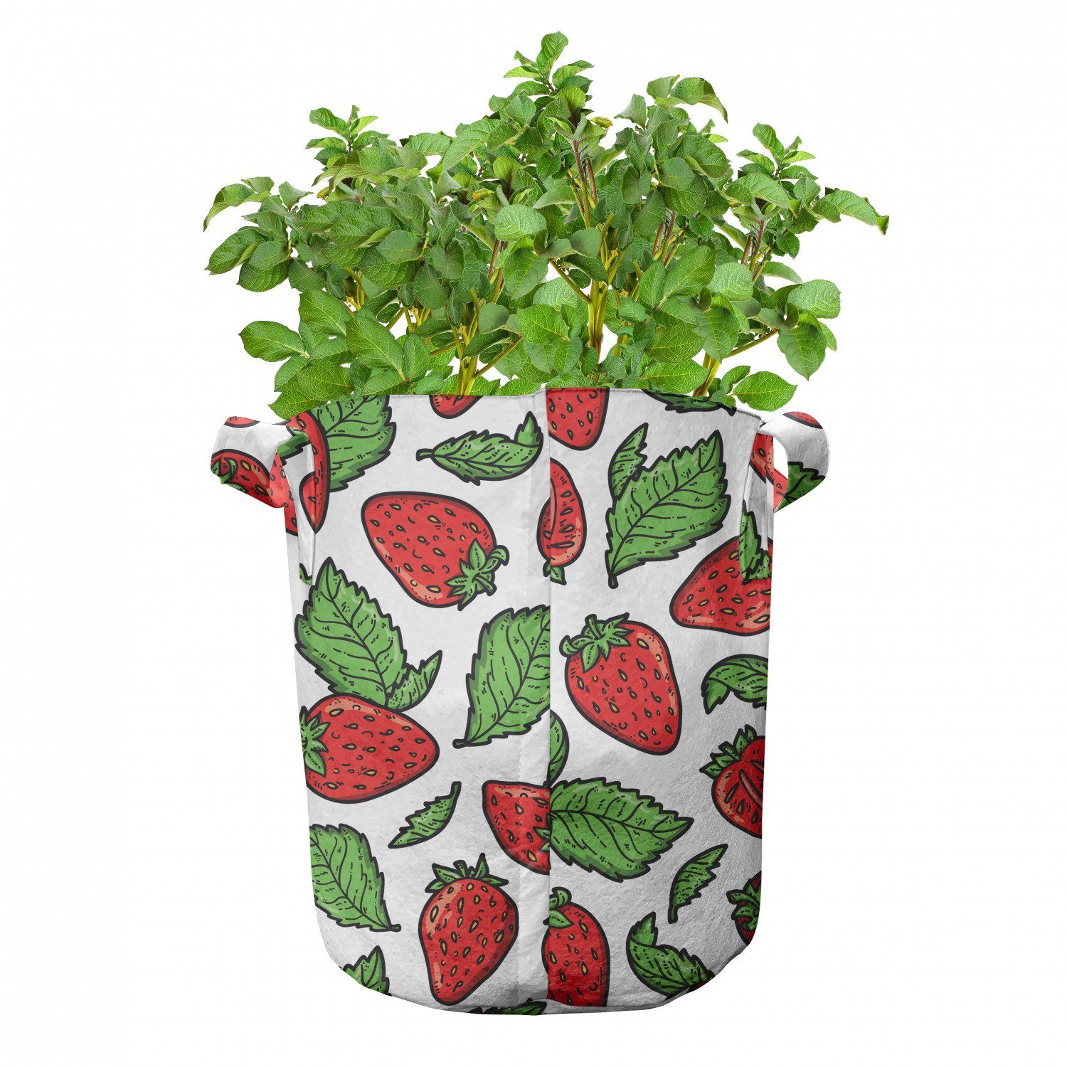 Abakuhaus Blätter Pflanzen, Griffen hochleistungsfähig für Obst Stofftöpfe Erdbeeren Saftige mit Pflanzkübel