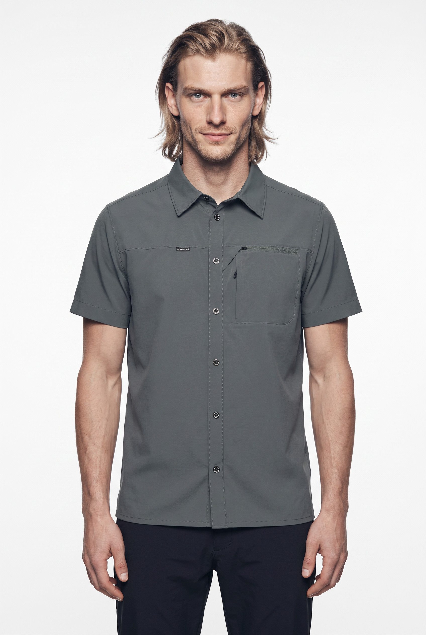 Icepeak Funktionsshirt H FUNKTIONSHEMD BOXFORD mit Brusttasche mit Reißverschluss, in 4-Wege-Stretchmaterial