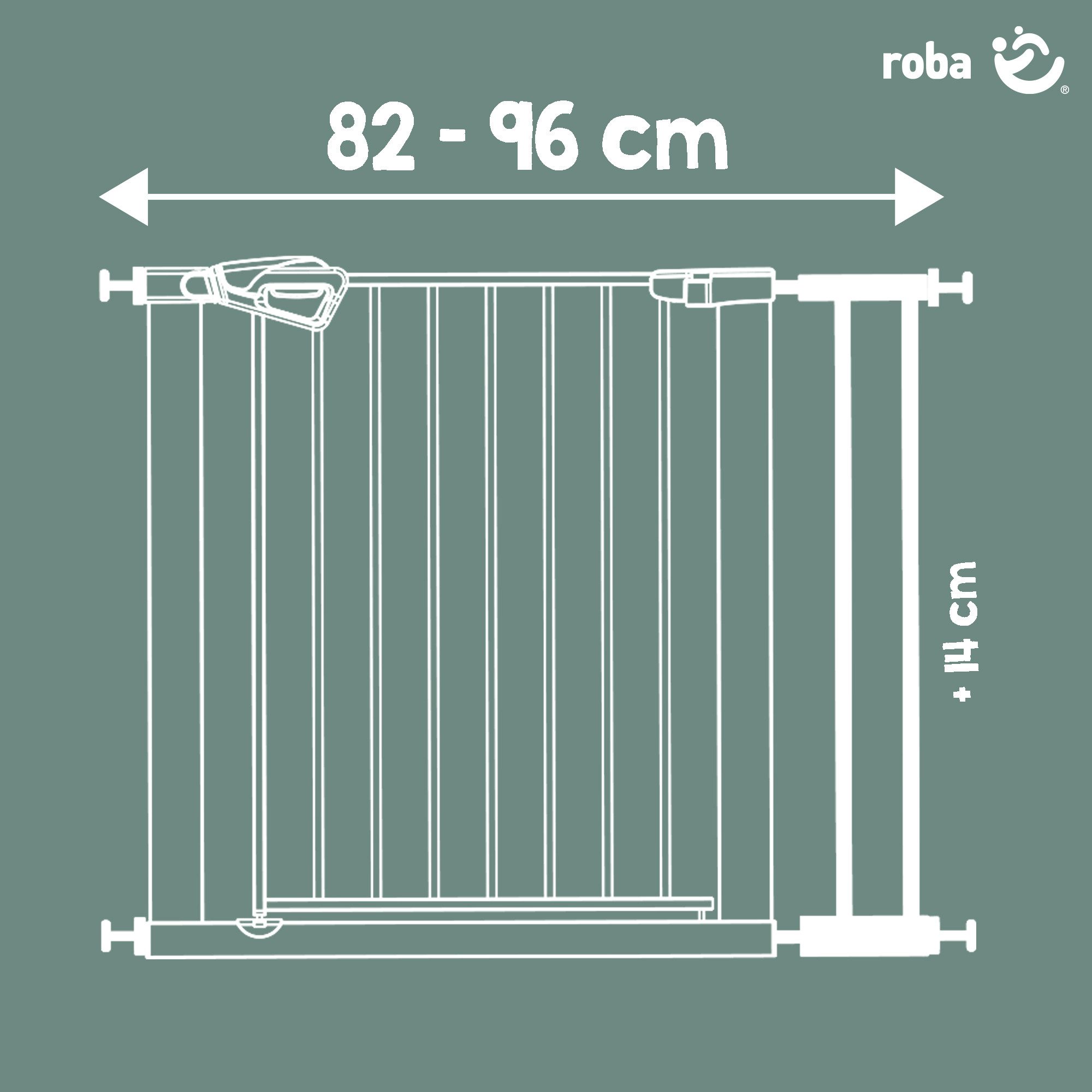 roba® Verlängerung für Türschutzgitter easySafe + 7 oder 14 cm - Zubehör ohne Bohren montierbar, Erweiterung für Tür- & Treppenschutzgitter aus Metall - Bis zu 110 cm