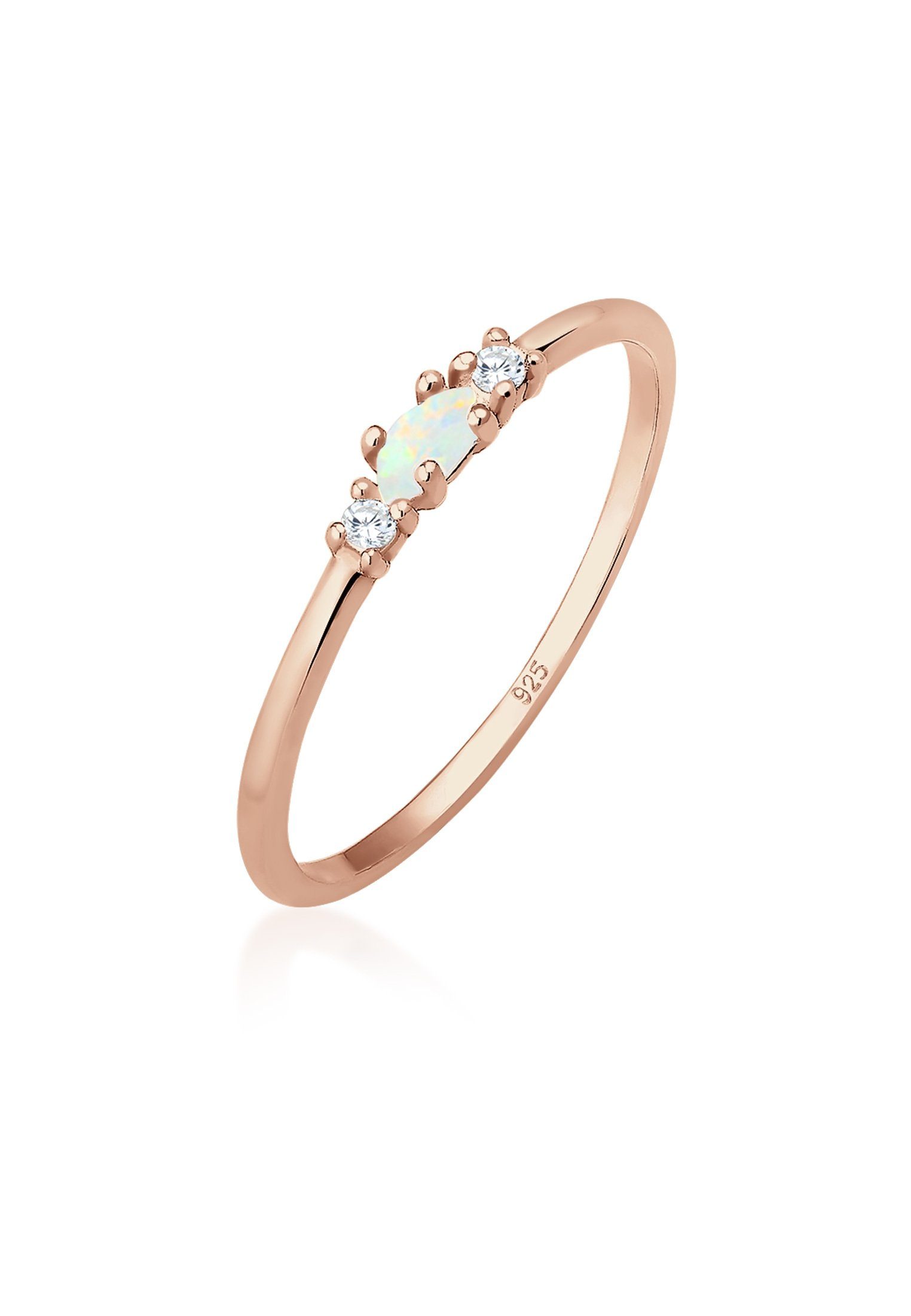 Elli Fingerring mit Opal Marquise und Zirkonia Silber Rosegold