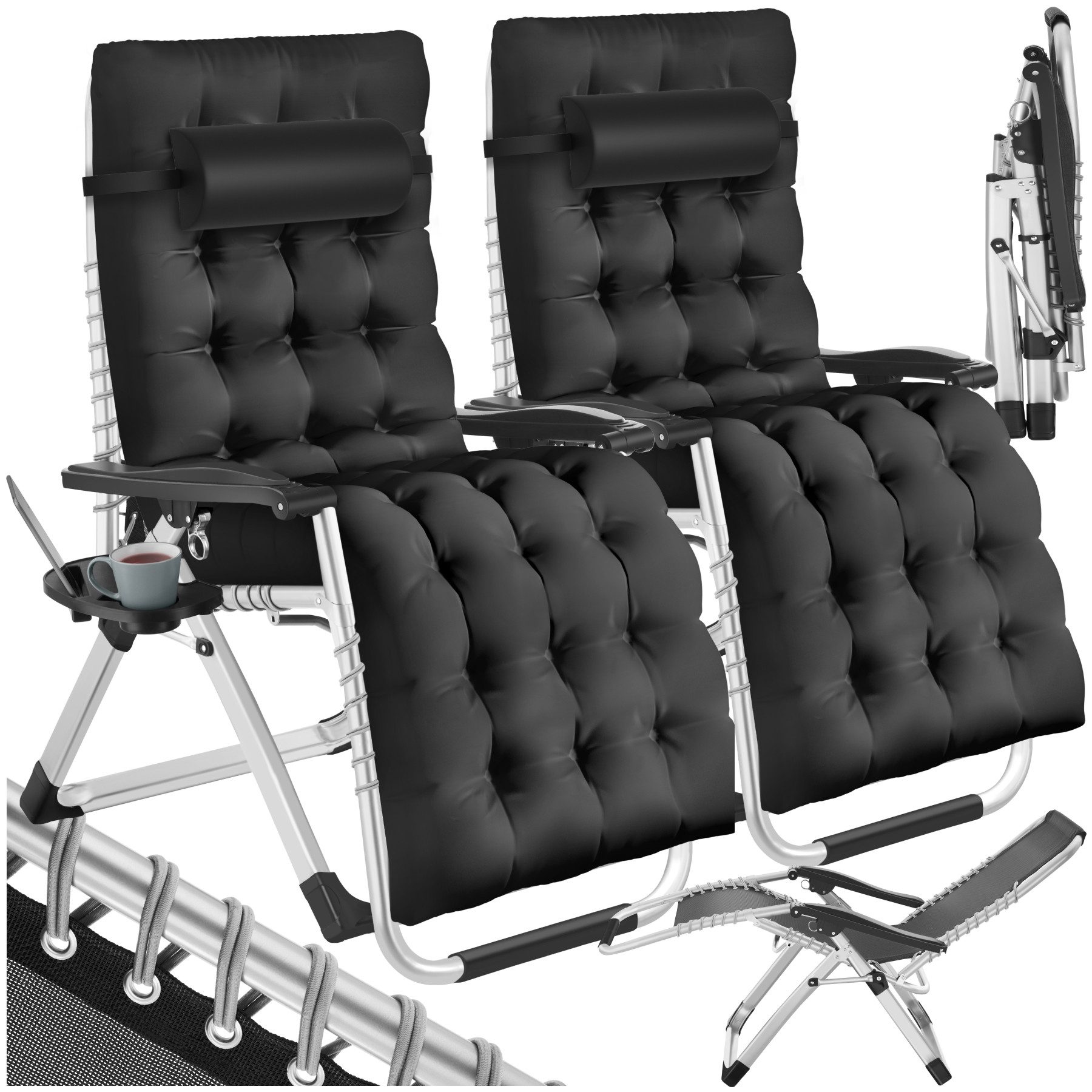 tectake Gartenstuhl Sonnenliege „Cloud“ – klappbar, verstellbar, mit Polste günstig online kaufen