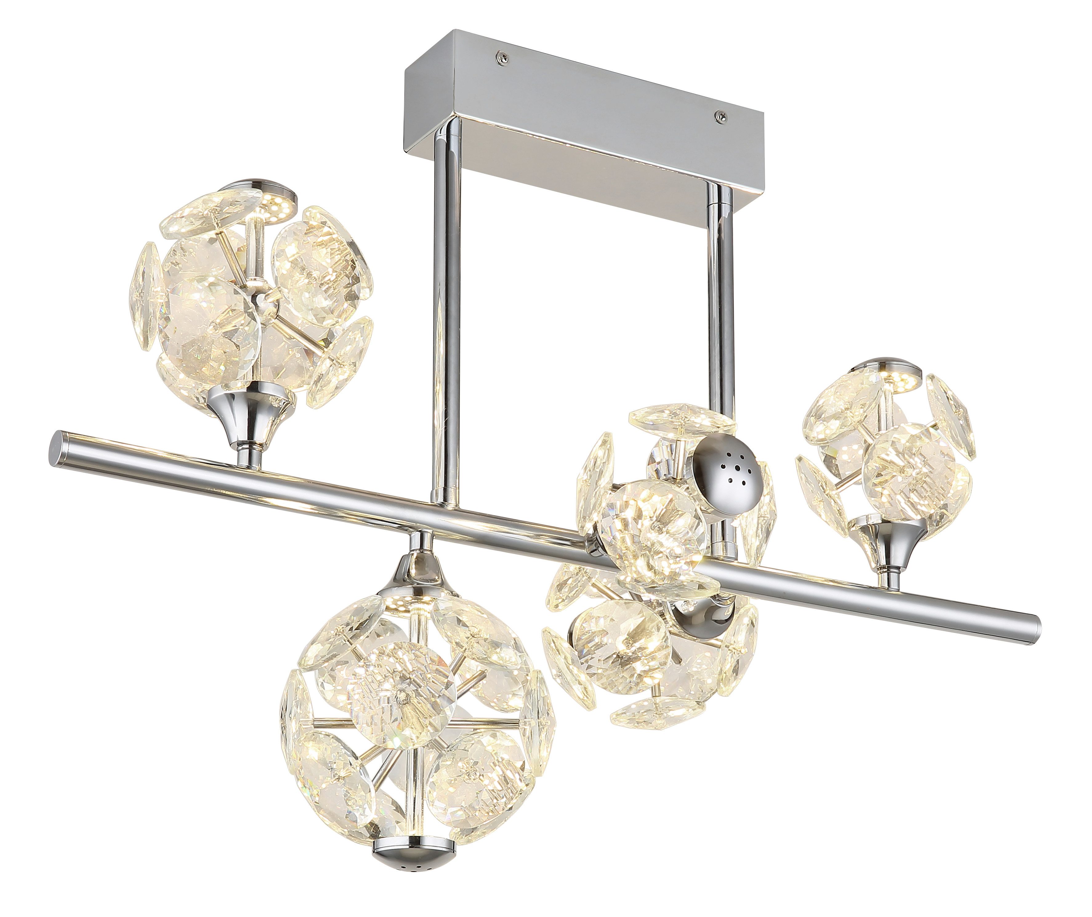 GLOBO LIGHTING LED Deckenleuchte VIRINA, LED fest integriert, Warmweiß, Deckenlampe/Kristalle/Wohnzimmer/Essbereich/LxBxH: 610x300x460mm