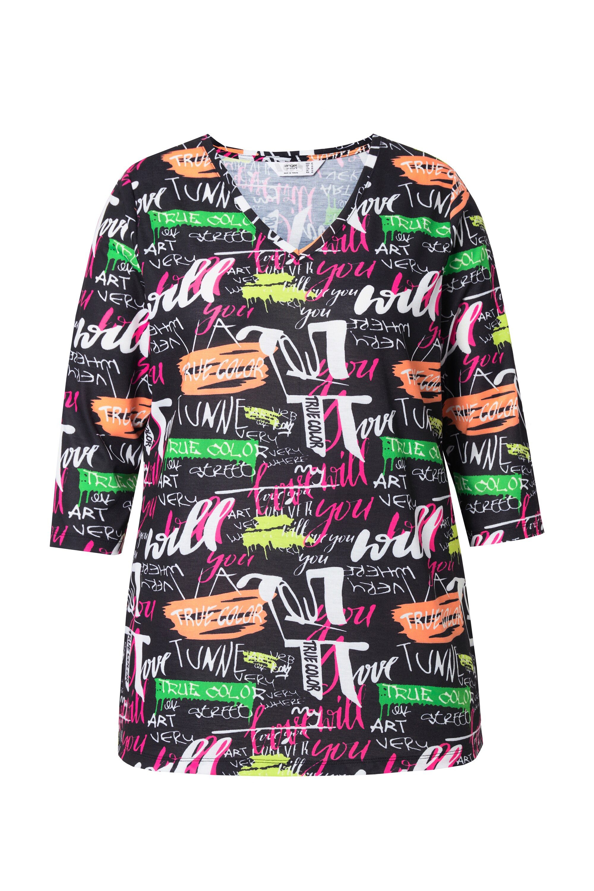 Angel of Style T-Shirt T-Shirt Komfort Fit Schriftmuster 3/4-Ärmel günstig online kaufen