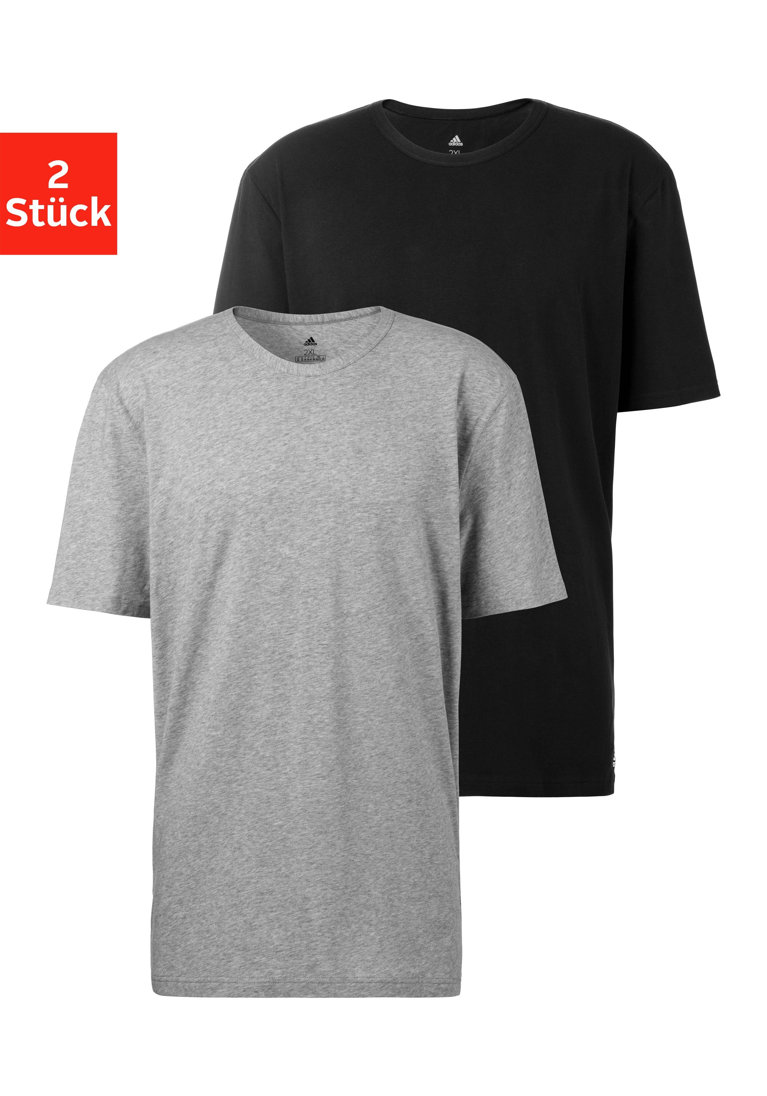 adidas Sportswear T-Shirt (2er-Pack) mit Rundhalsausschnitt grau-meliert, schwarz