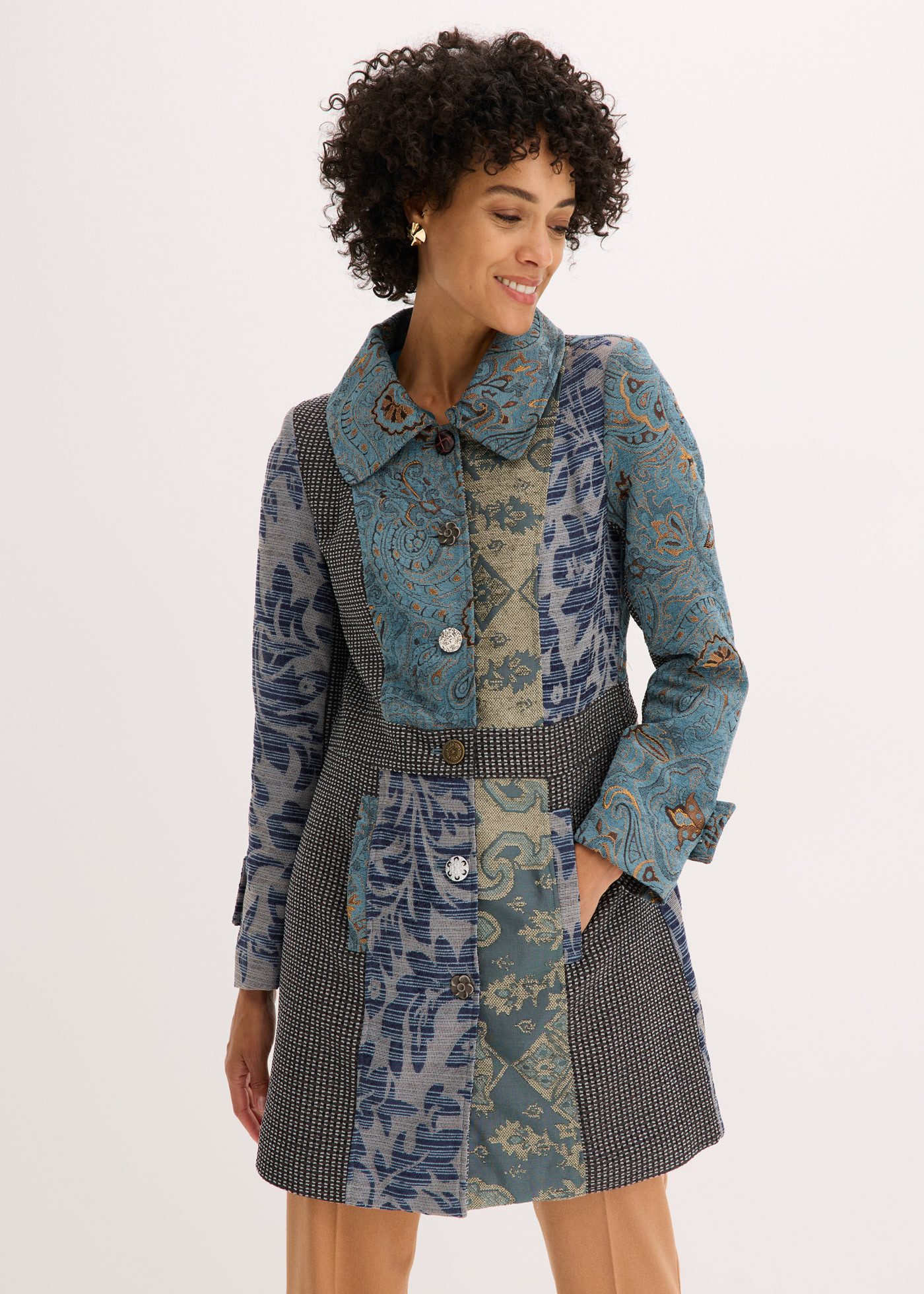 bonprix Kurzmantel Kurzmantel im aufwändigen Jaquard-Design günstig online kaufen