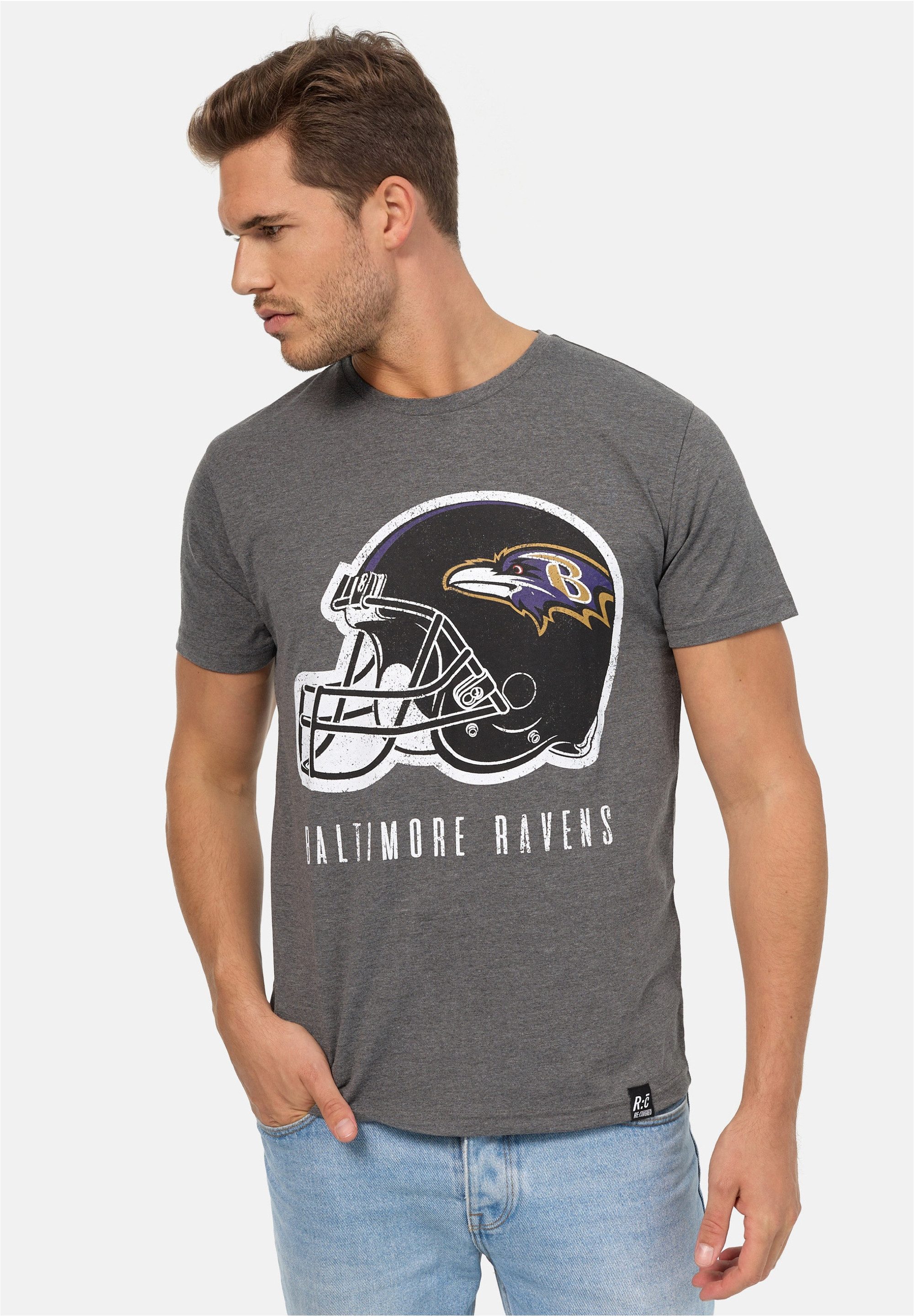 Recovered T-Shirt NFL Ravens Helmet Dark Core (1-tlg) für alle Fans der Baltimore Ravens