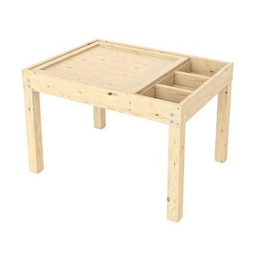Artkid Spieltisch Lars Spieltisch - multifunktionaler Kindertisch in Natur, mit, Echtholz, Extra Fächer, verschiebbare Platte