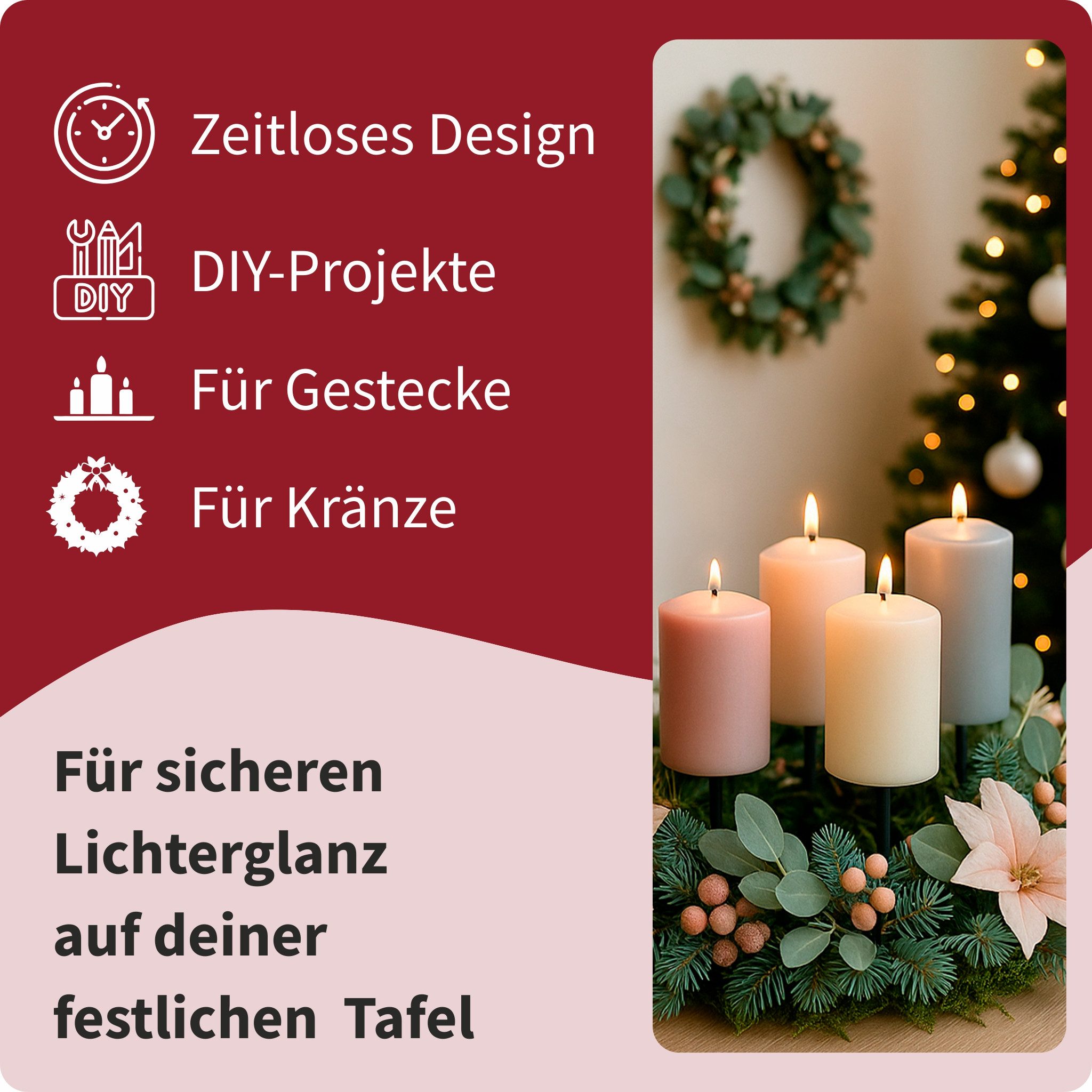 matches21 HOME & HOBBY Kerzenhalter Teelichthalter 4er Set Metall Silber & Glas Ø 5,2 cm (4 St), Adventskranz Kerzenhalter für Teelichter – Bild 5 von 5