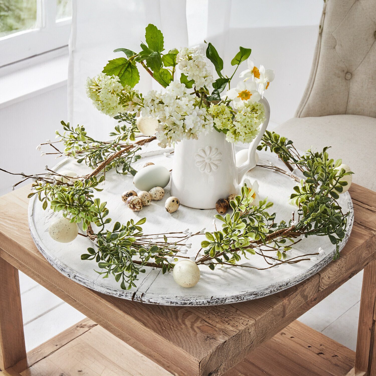 Kunstgirlande Girlande Antonin grün/weiß, Mirabeau, Höhe 150.0 cm