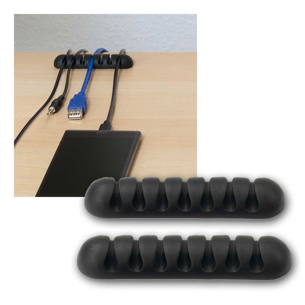 Sintron Kabelkanal 2er Set Kabelhalter selbstklebend schwarz, 7 Kabel