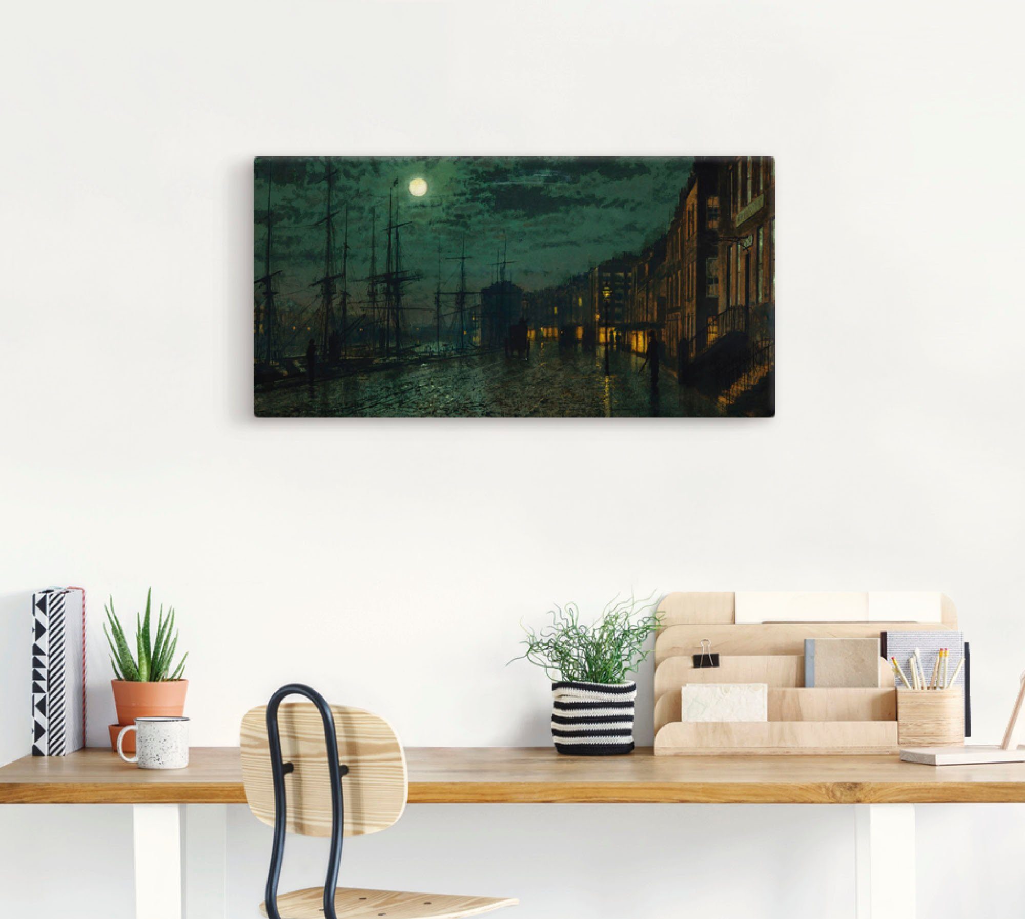 Artland Wandbild Docks in als Großbritannien oder Wandaufkleber versch. bei Größen St), Mondlicht., (1 Poster Leinwandbild