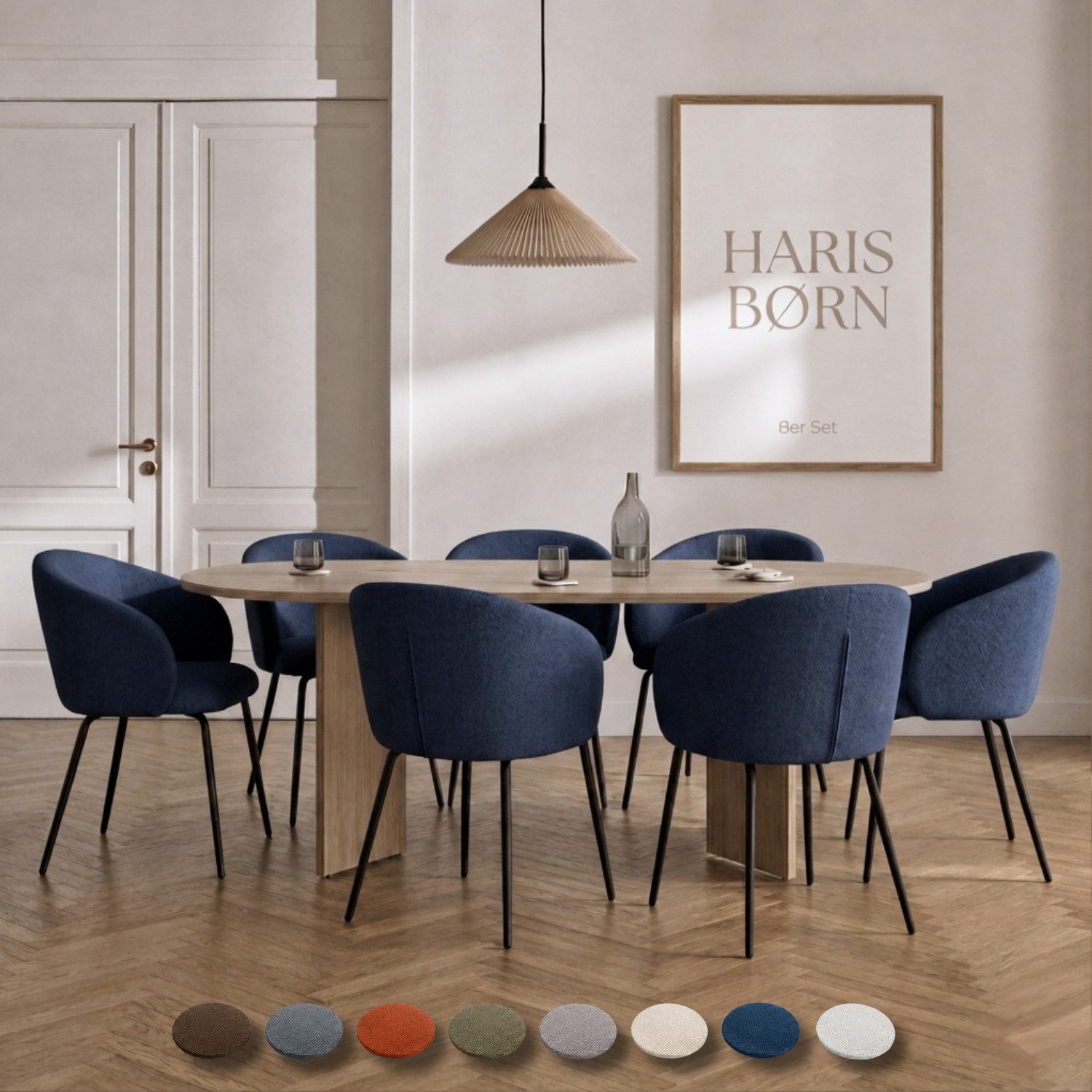 Haris Børn Esszimmerstuhl mit Armlehnen - Hochwertige Polsterstühle für Esszimmer (Set, 8 St), Premium Esszimmer Stühle & Wohnzimmer Stühle