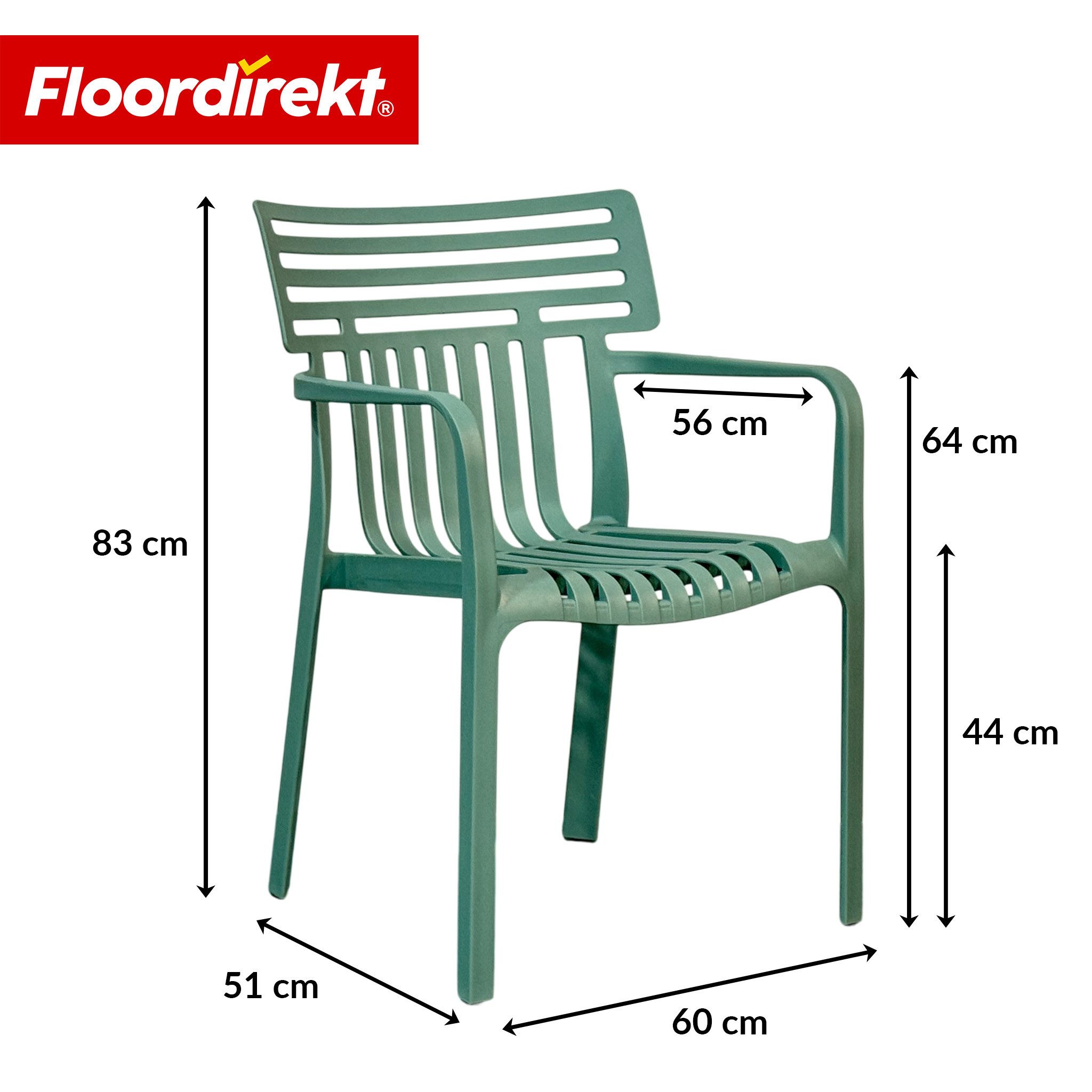 Floordirekt Gartenstuhl Designstuhl Terrano stapelbar aus Kunststoff wetterfest UV-beständig (1 Stuhl oder 6-er Set), verschiedene Farben – Bild 2 von 5
