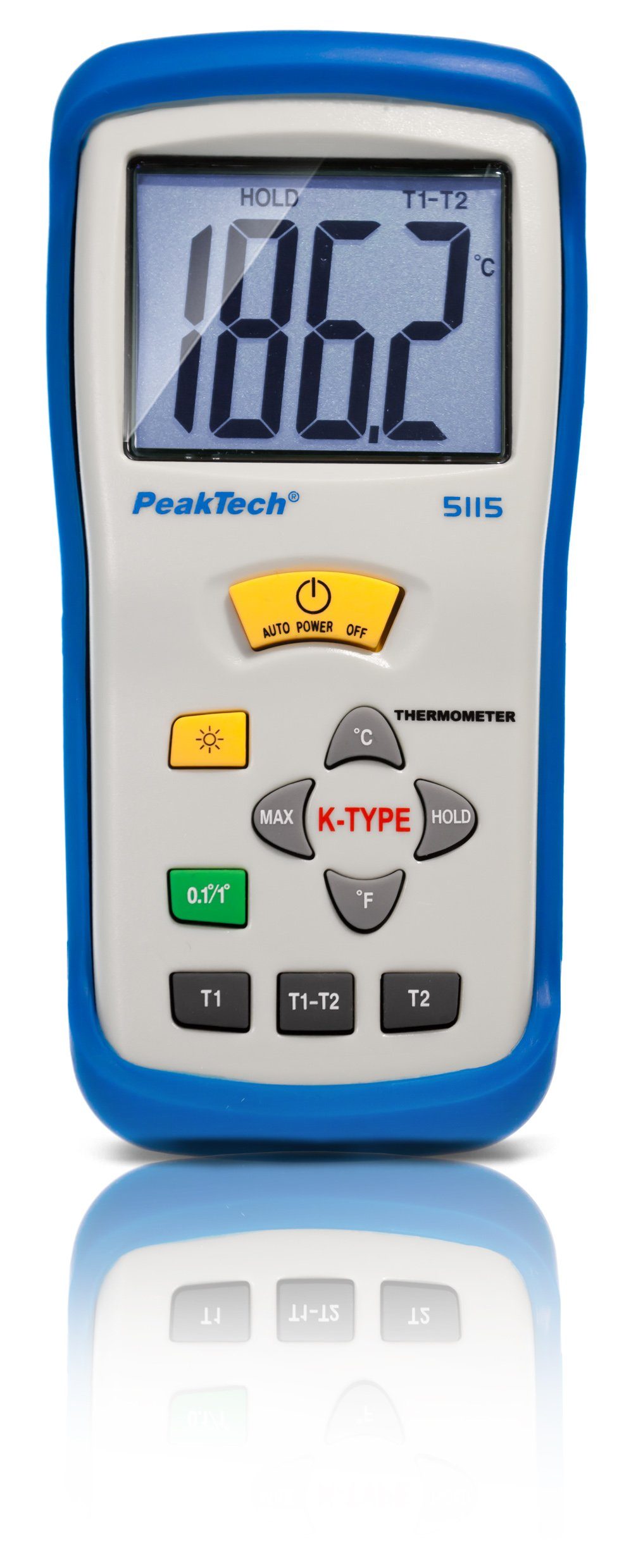 Raumthermometer PeakTech 5115: Digital-Thermometer, 2 Kanal, -50 bis +1300°C in °C/°F