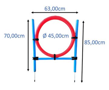 HMH Agility-Reifen Hunde Agility Sprungring Set 1 / 2 / 4 Sets Tragetasche Hundesport, (1-tlg) Als Sprungring und als höhenverstellbare Sprungstange verwendbar